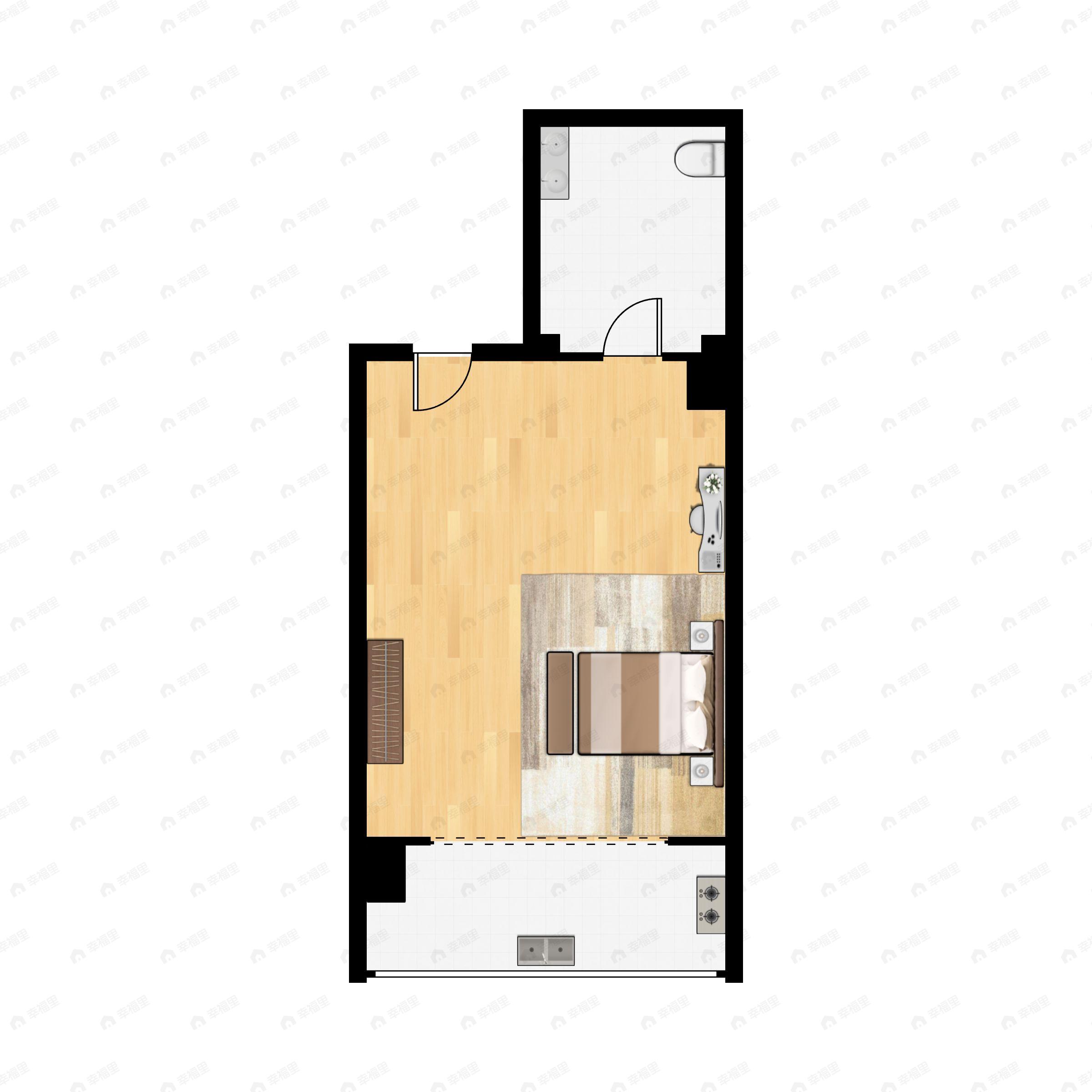 1室1厅1卫建面40平户型图