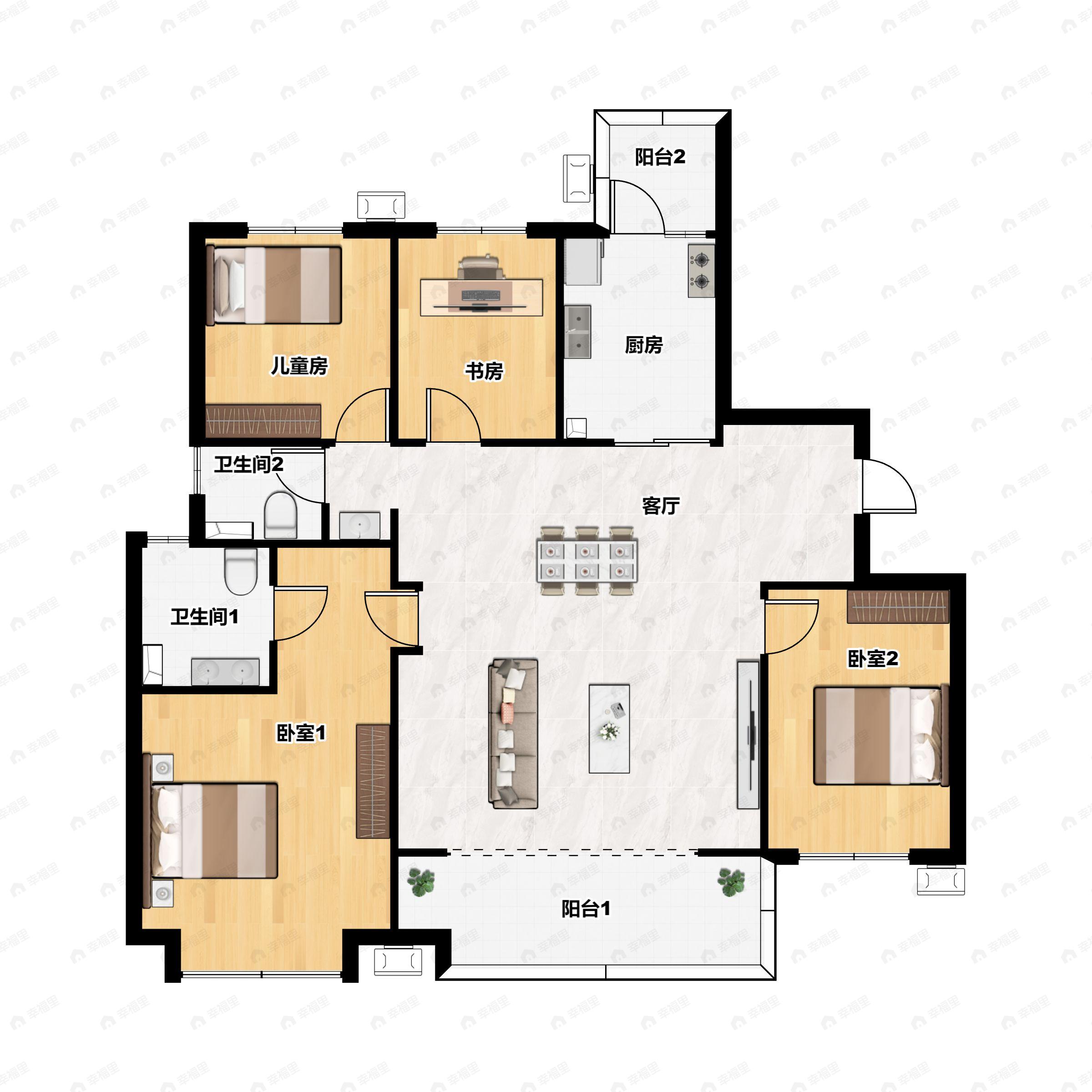 4室2厅2卫建面145平户型图
