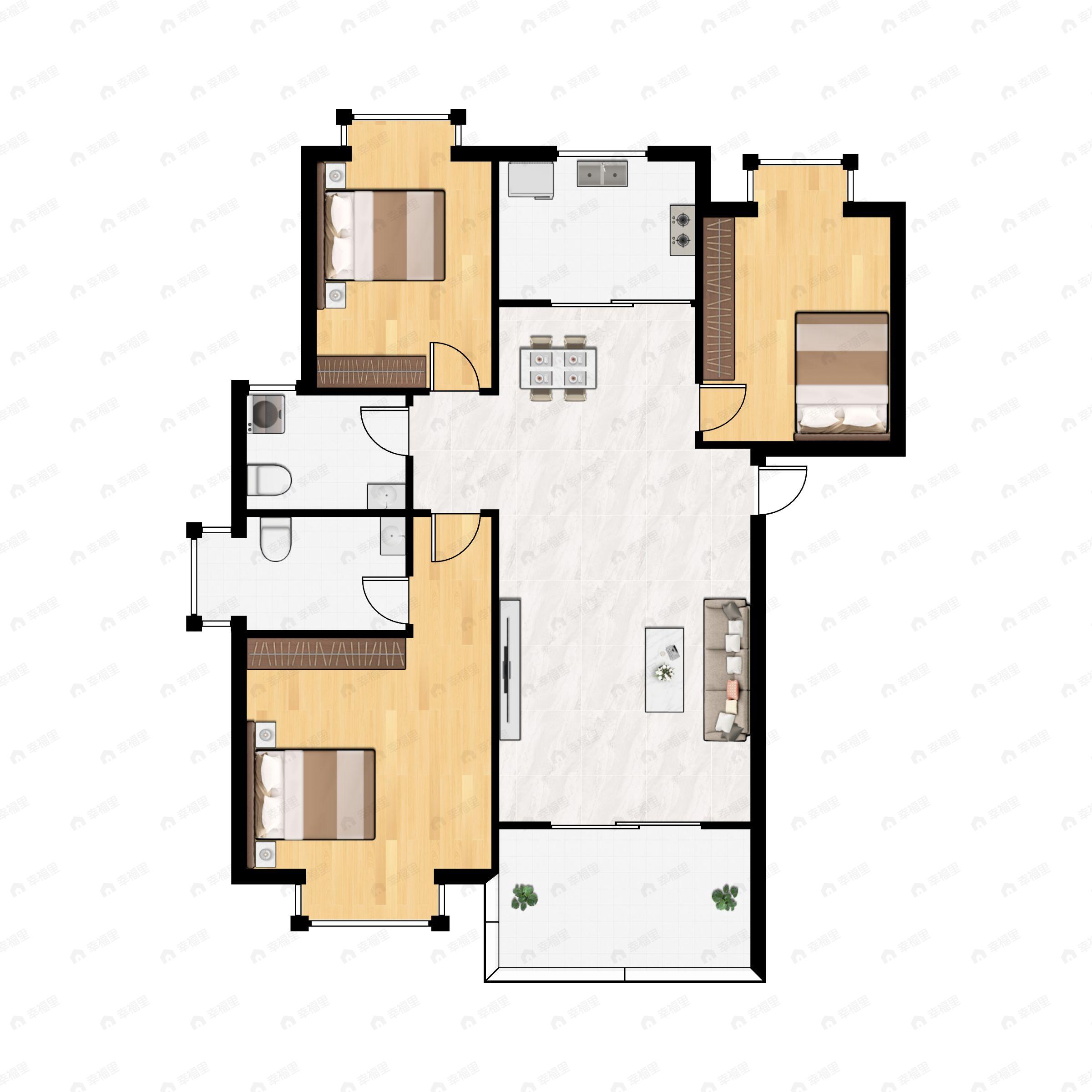 浩创半山云府3室2厅2卫户型图