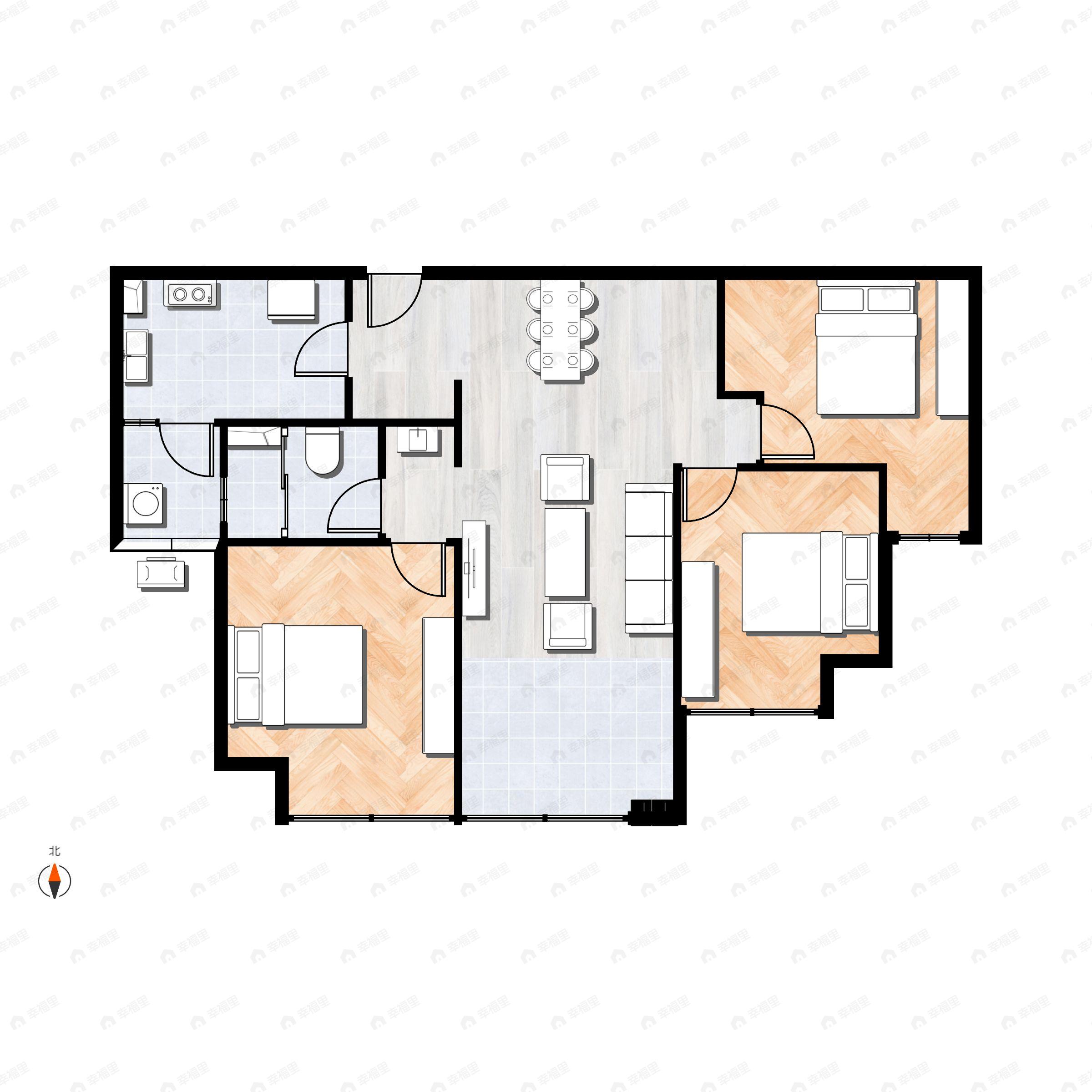 3室2厅1卫建面86平户型图