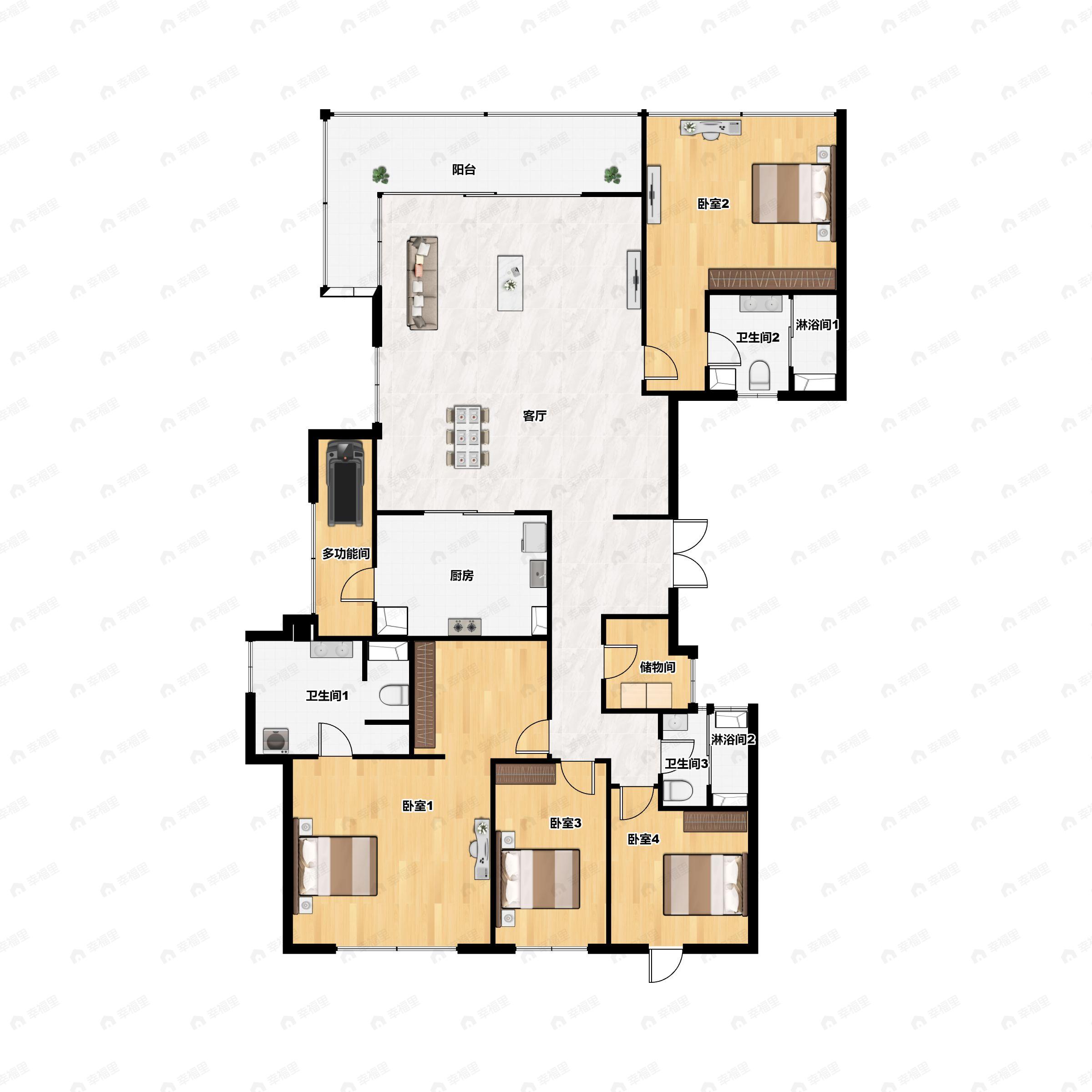 4室2厅3卫建面275平户型图