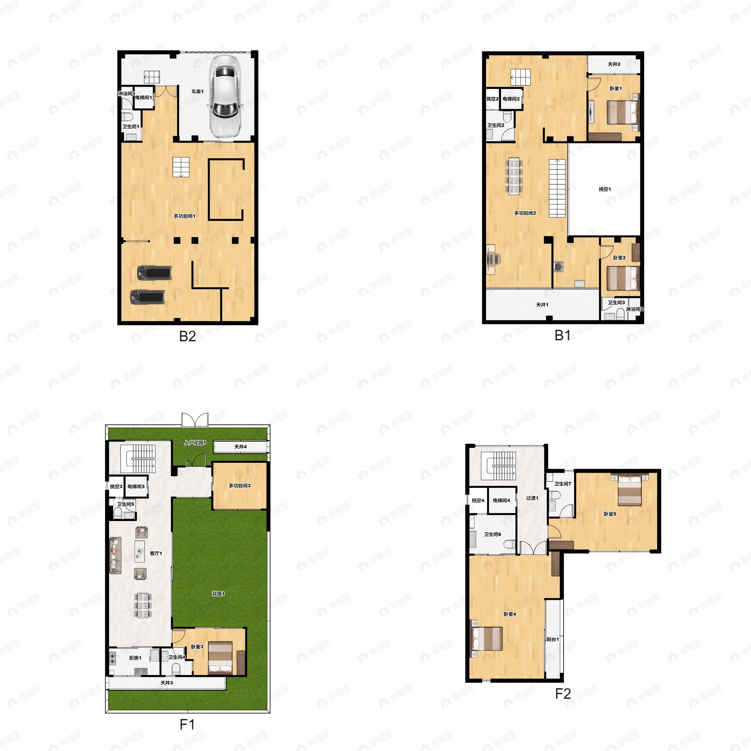 7室4厅7卫建面220平南户型图