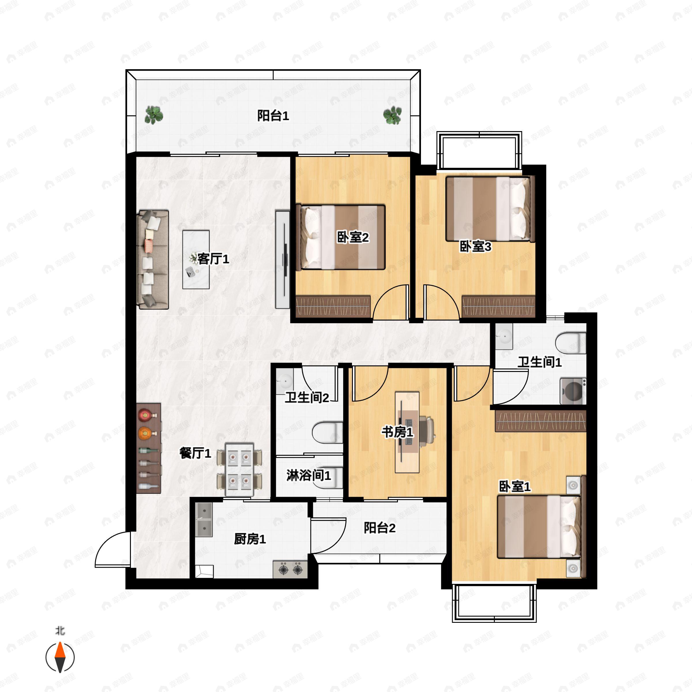 4室2厅2卫建面150平户型图