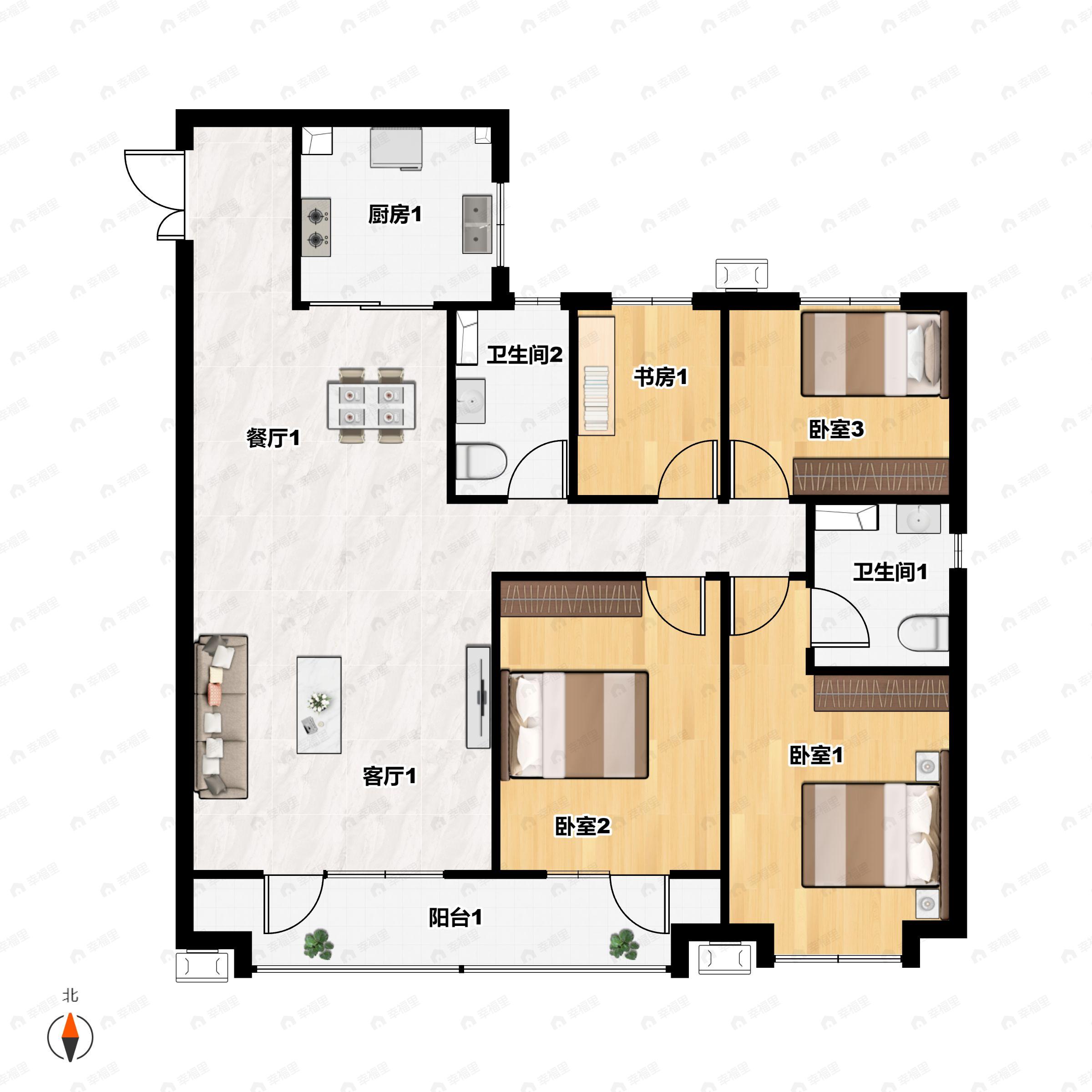 保利源诚领秀海4室2厅2卫户型图