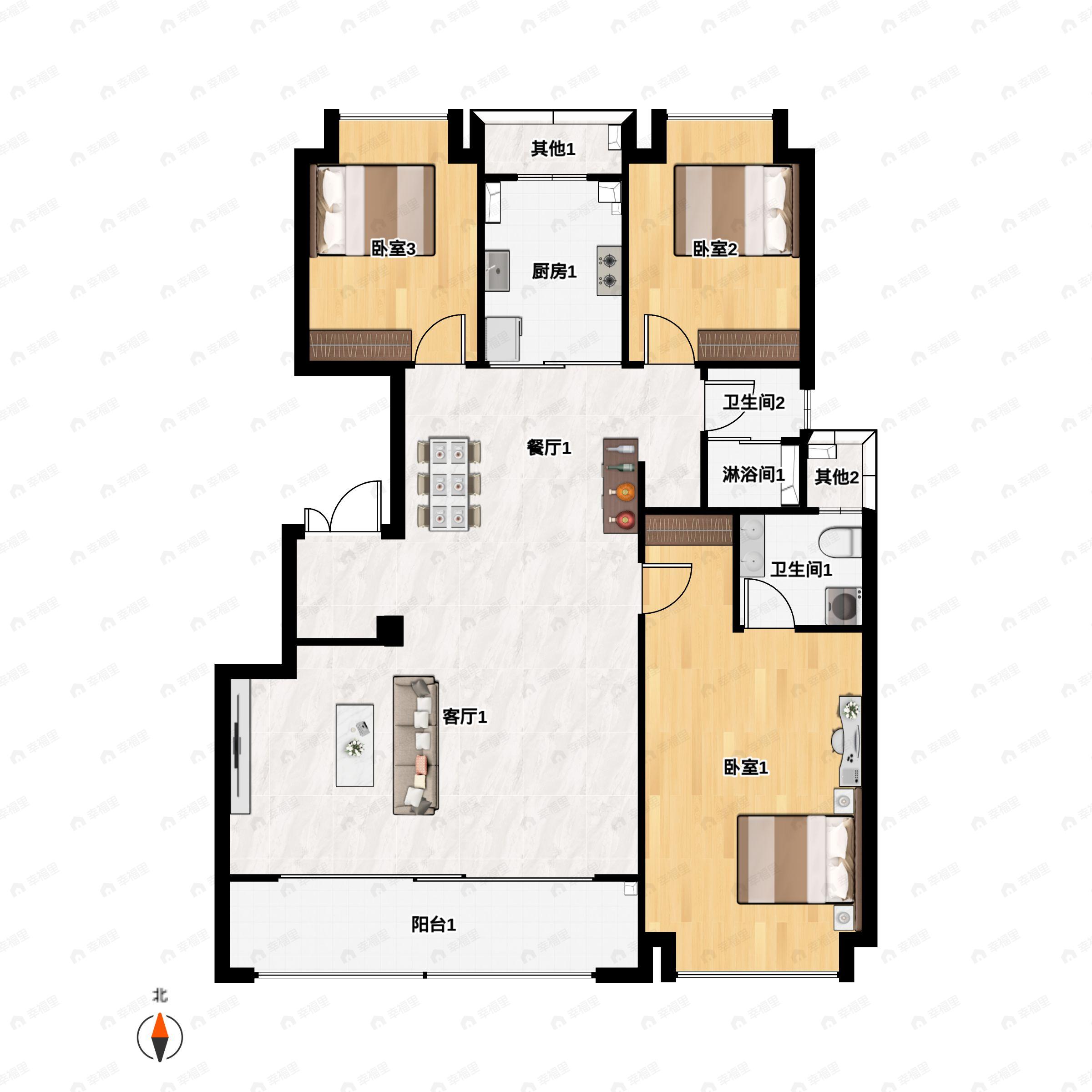 伟星长城御澜道3室2厅2卫户型图