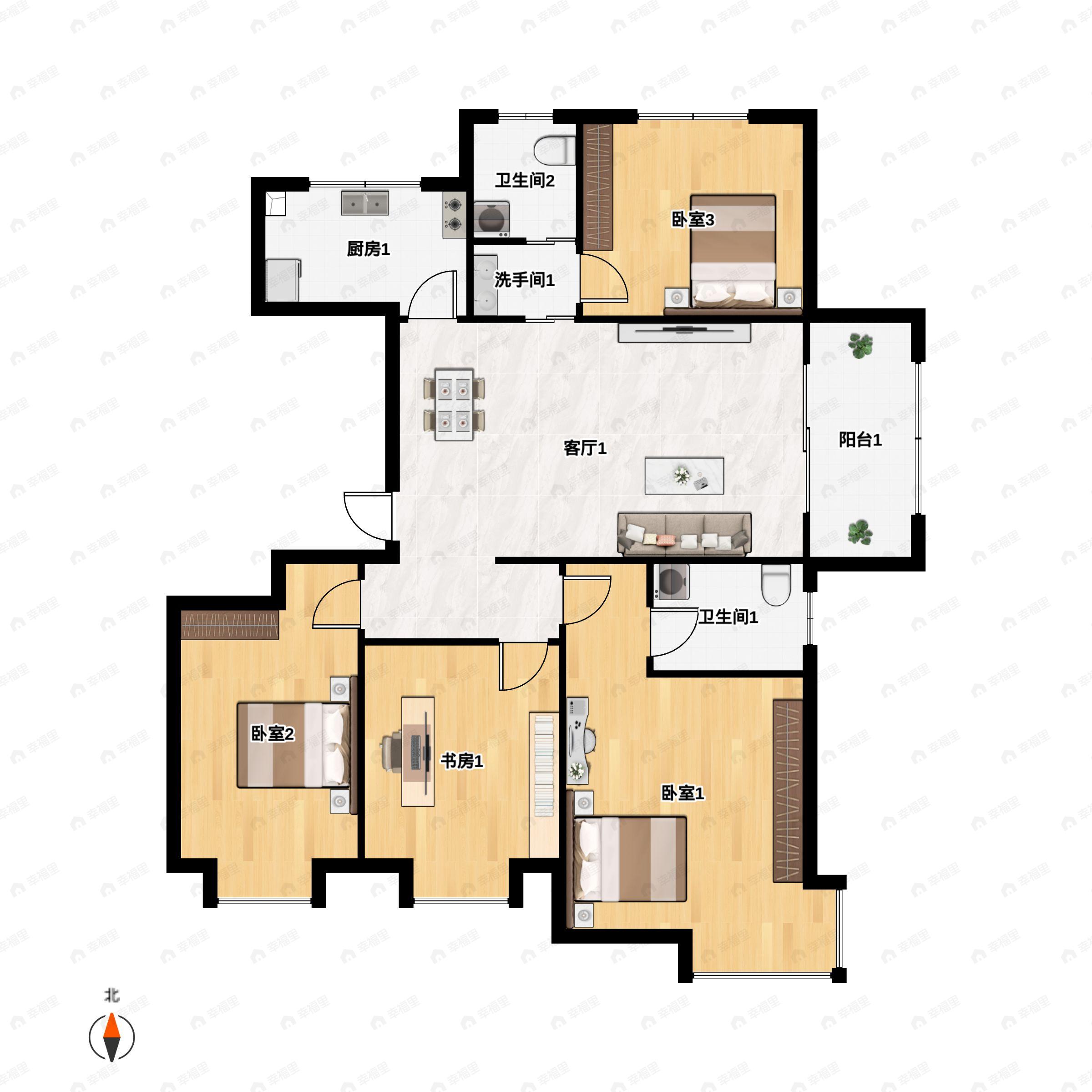 4室2厅2卫建面139平户型图