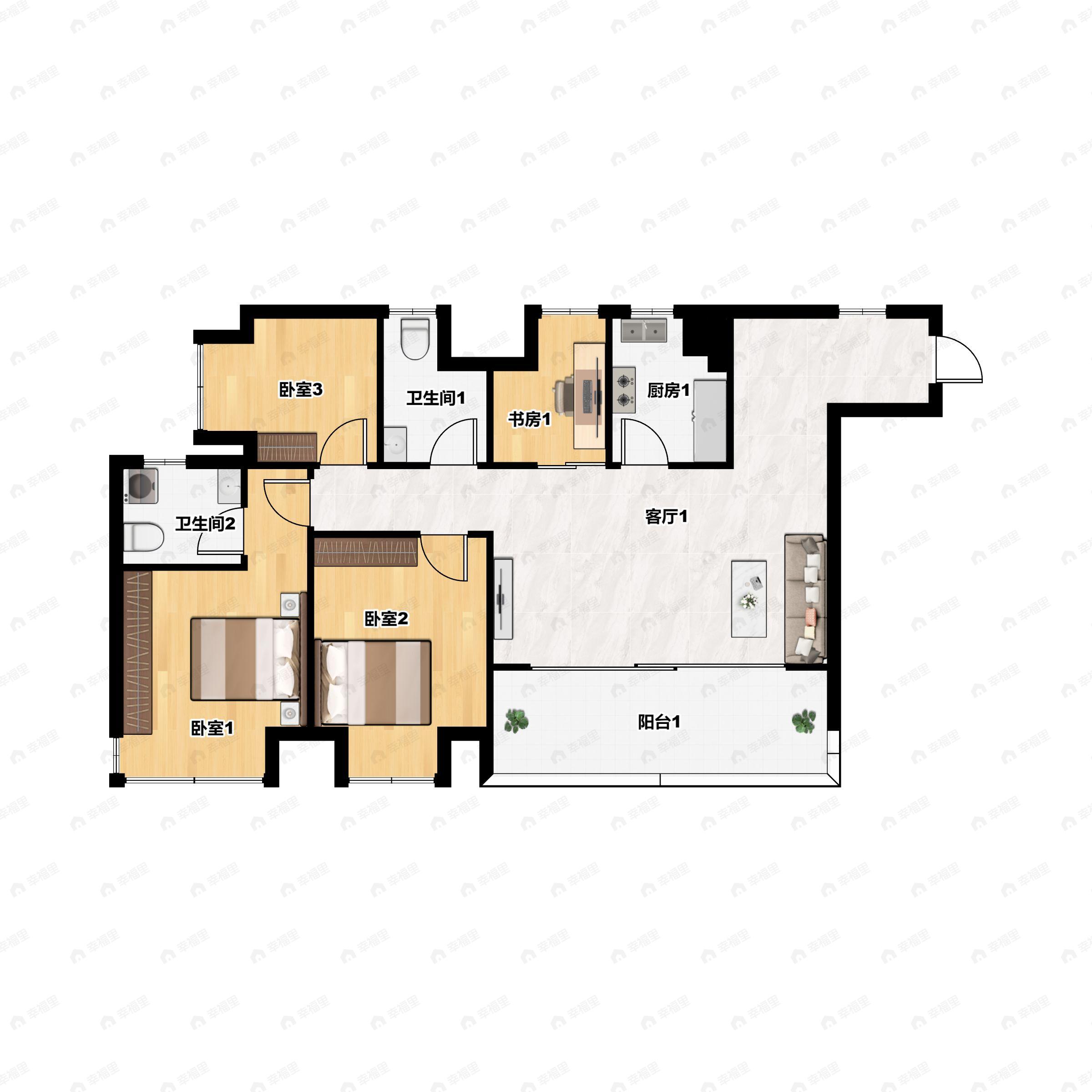 4室2厅2卫建面99平户型图