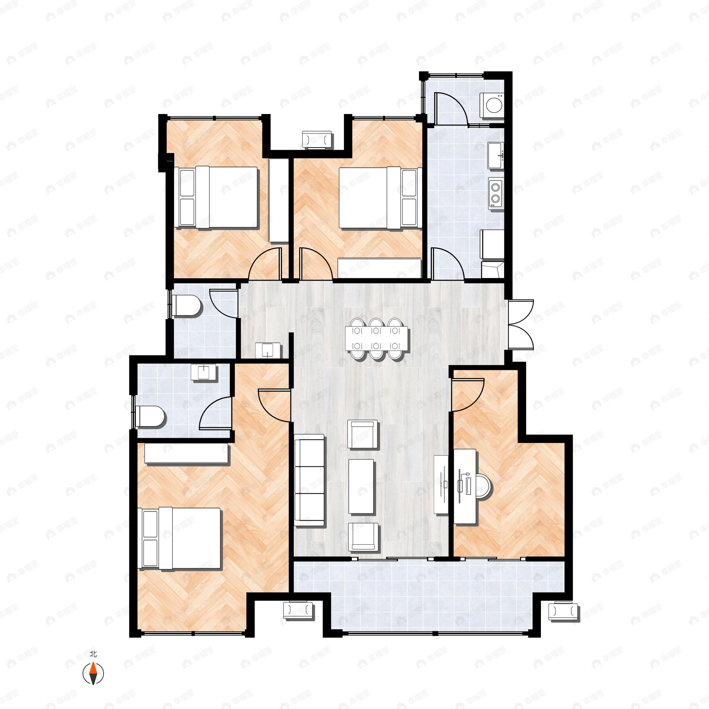 4室2厅2卫建面98平户型图