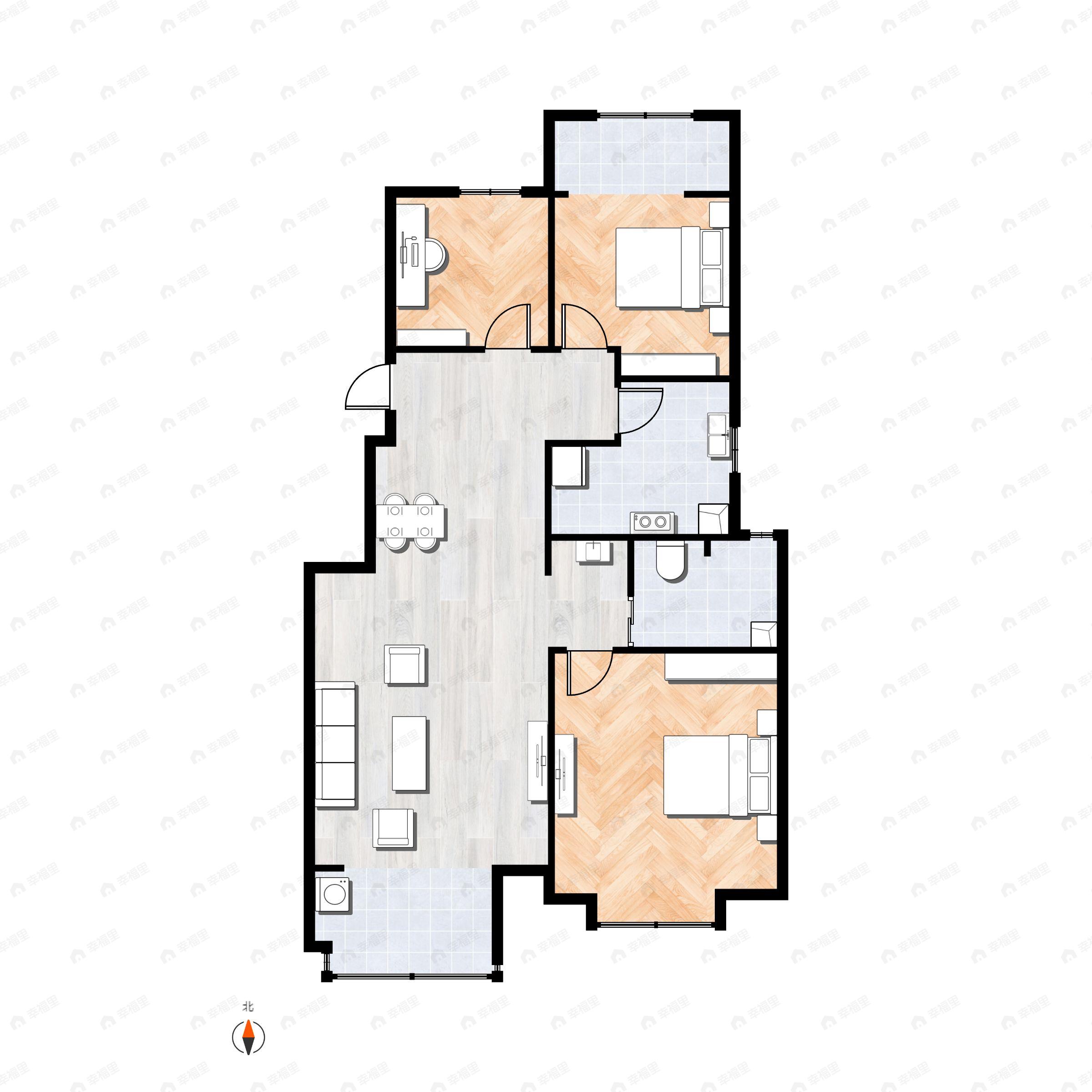 3室2厅1卫建面92平户型图