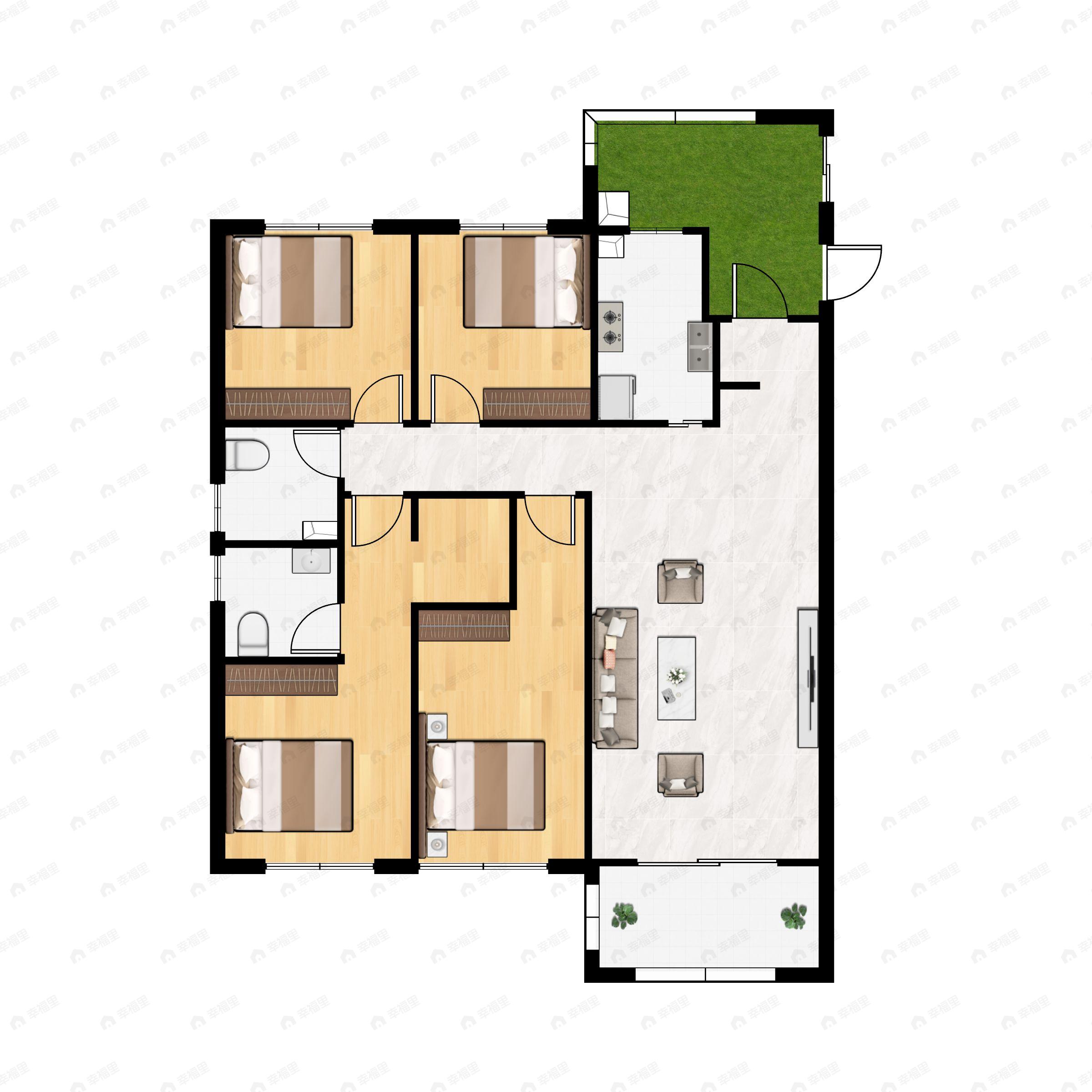 4室2厅2卫建面126平户型图