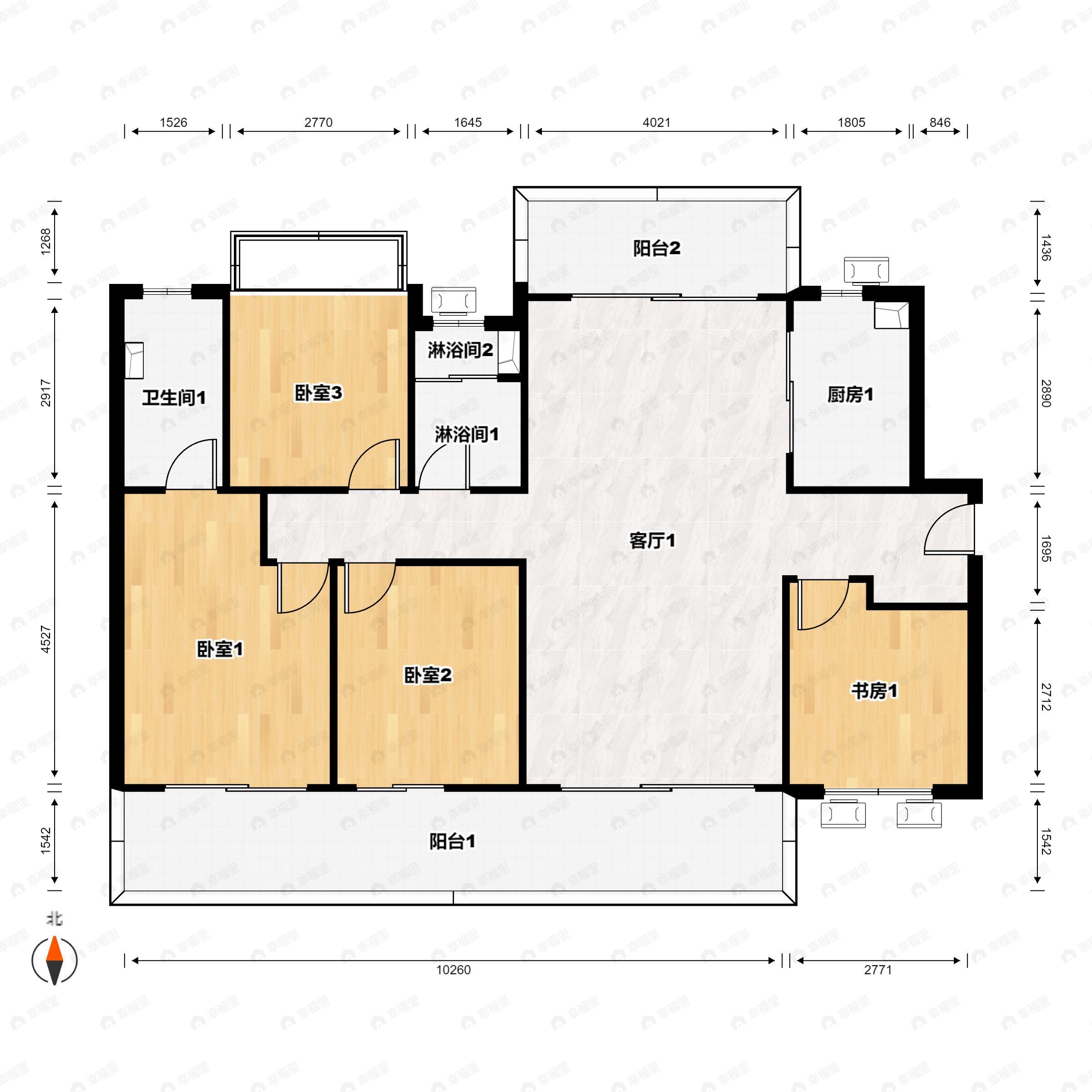 4室2厅2卫建面143平户型图