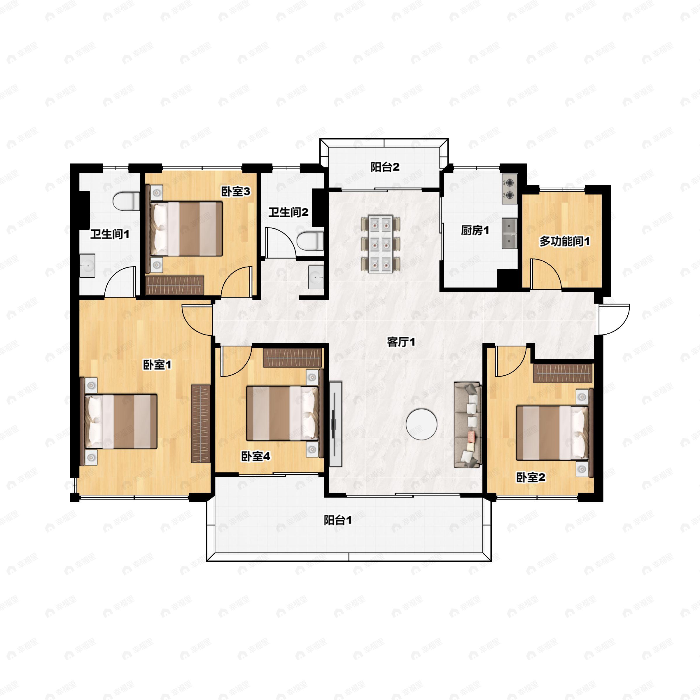5室2厅2卫建面141平西南户型图