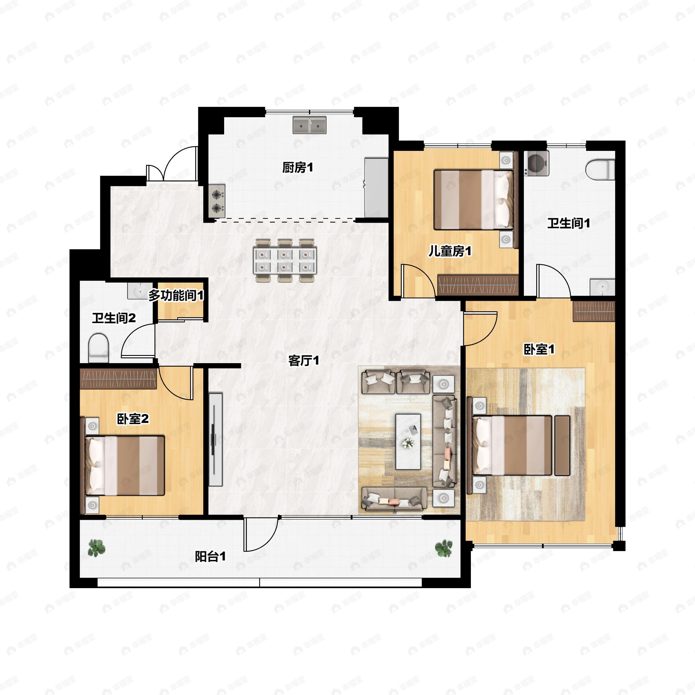 碧桂园云顶3室2厅2卫户型图