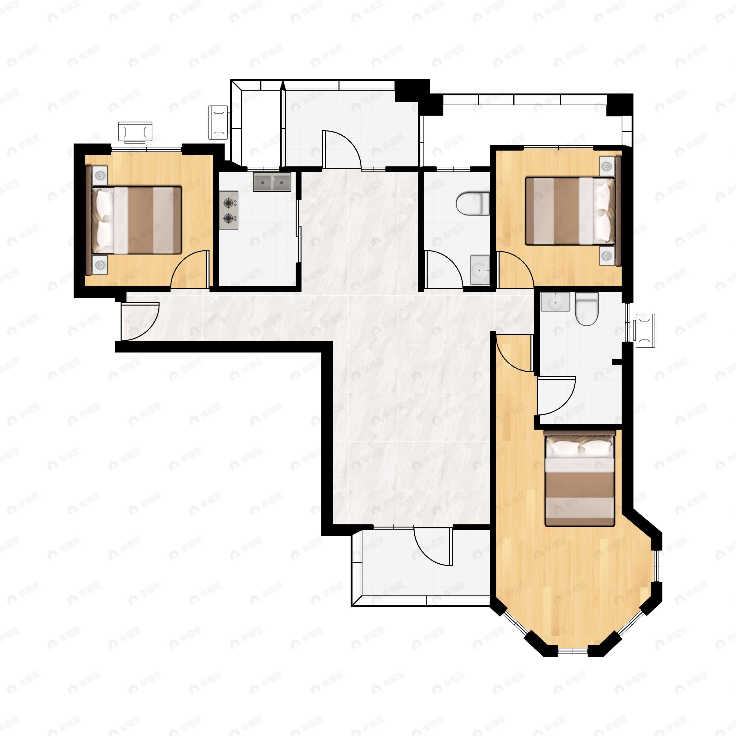 3室2厅2卫建面153平户型图