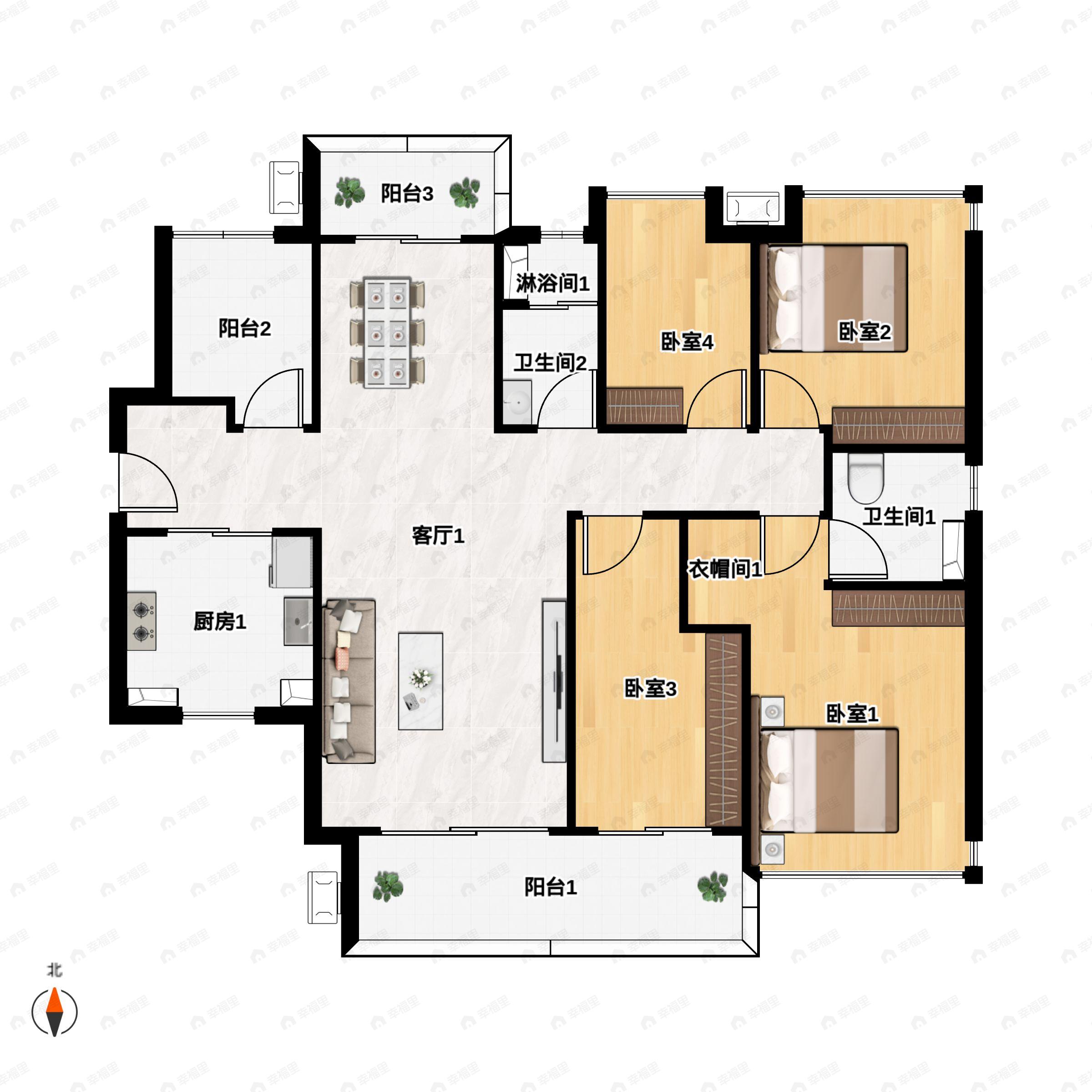 海伦堡玖悦澜湾5室2厅2卫户型图