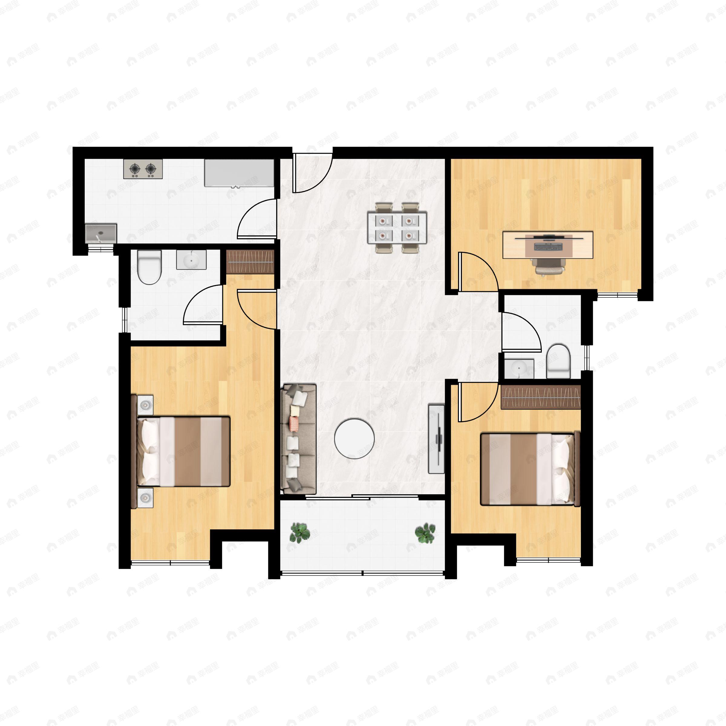旭景清园3室2厅2卫户型图