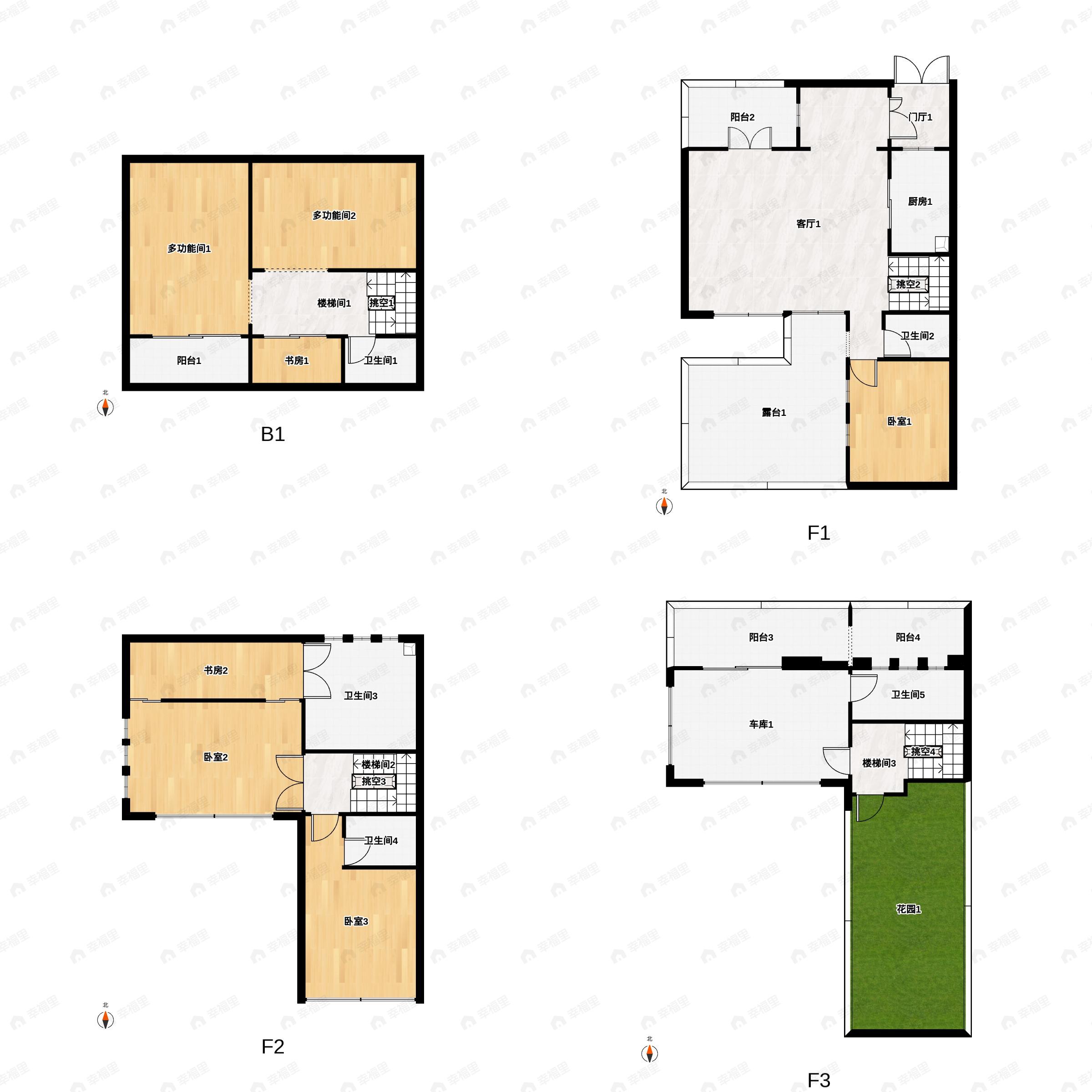 3室3厅5卫建面182平户型图