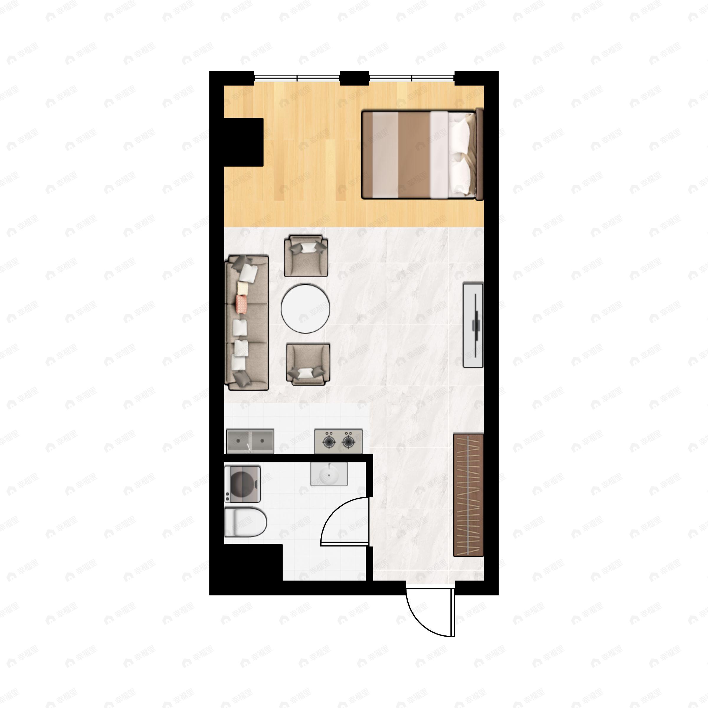 1室1厅1卫建面80m²北户型图