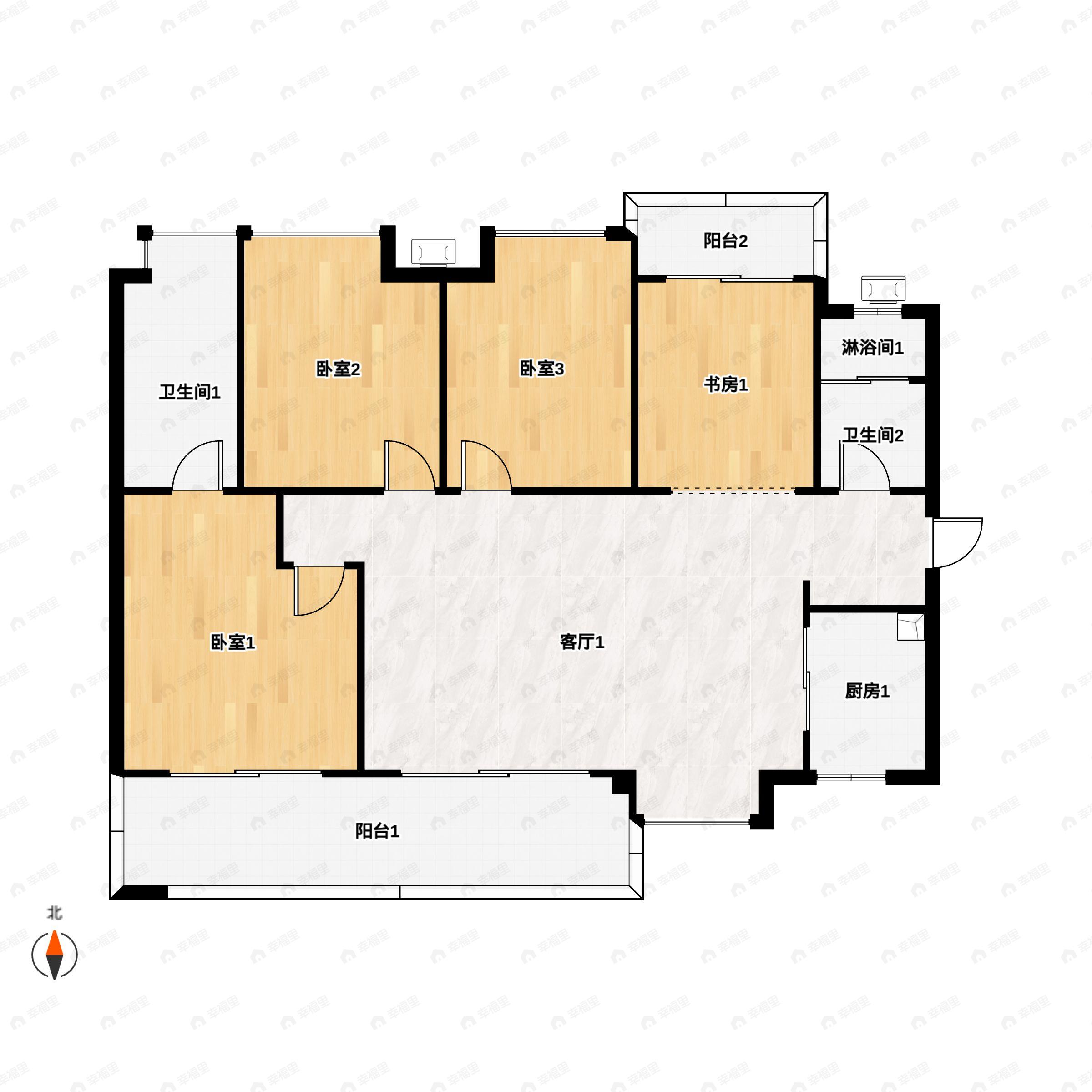 同森锦樾1号4室2厅2卫户型图