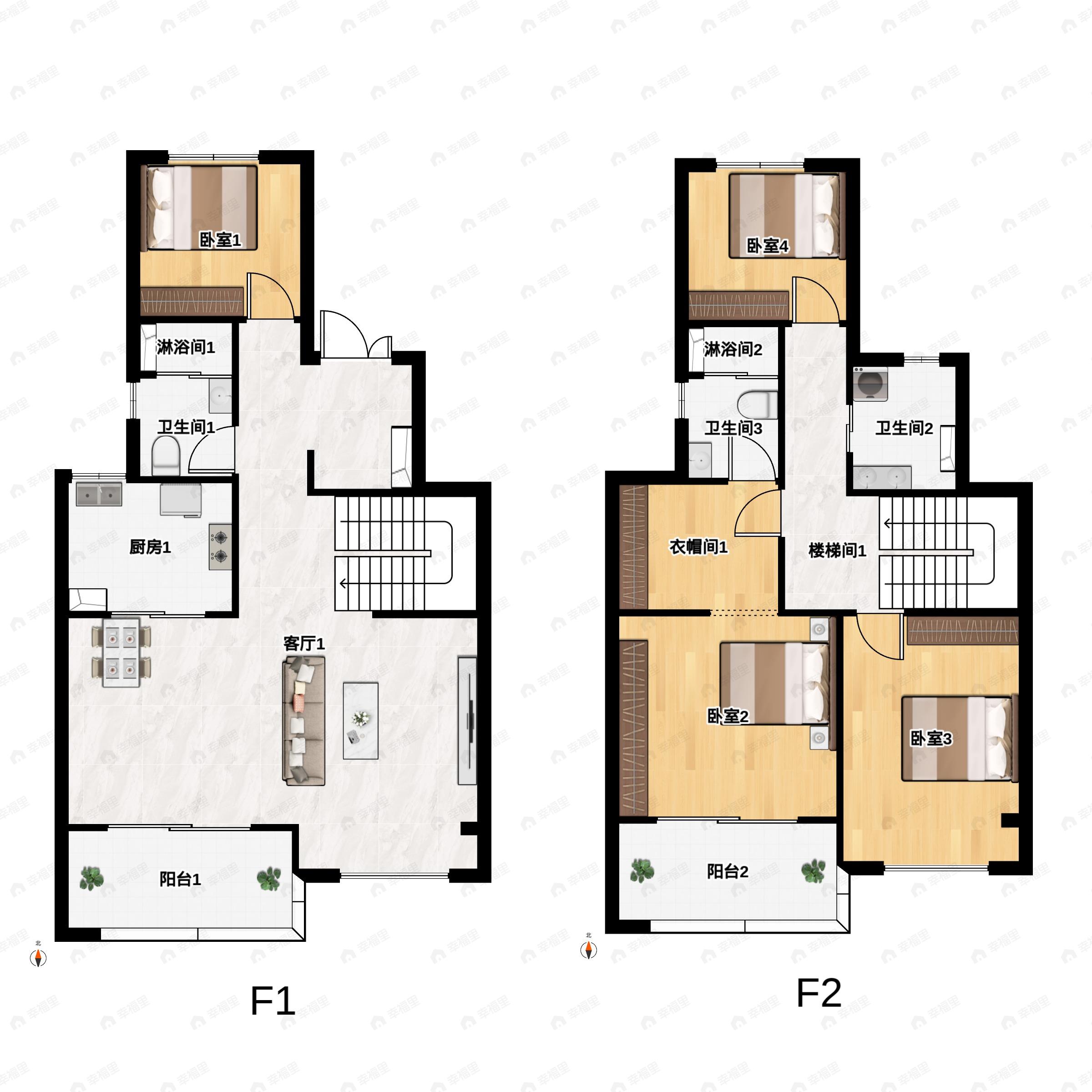 向东岛花园4室2厅3卫户型图