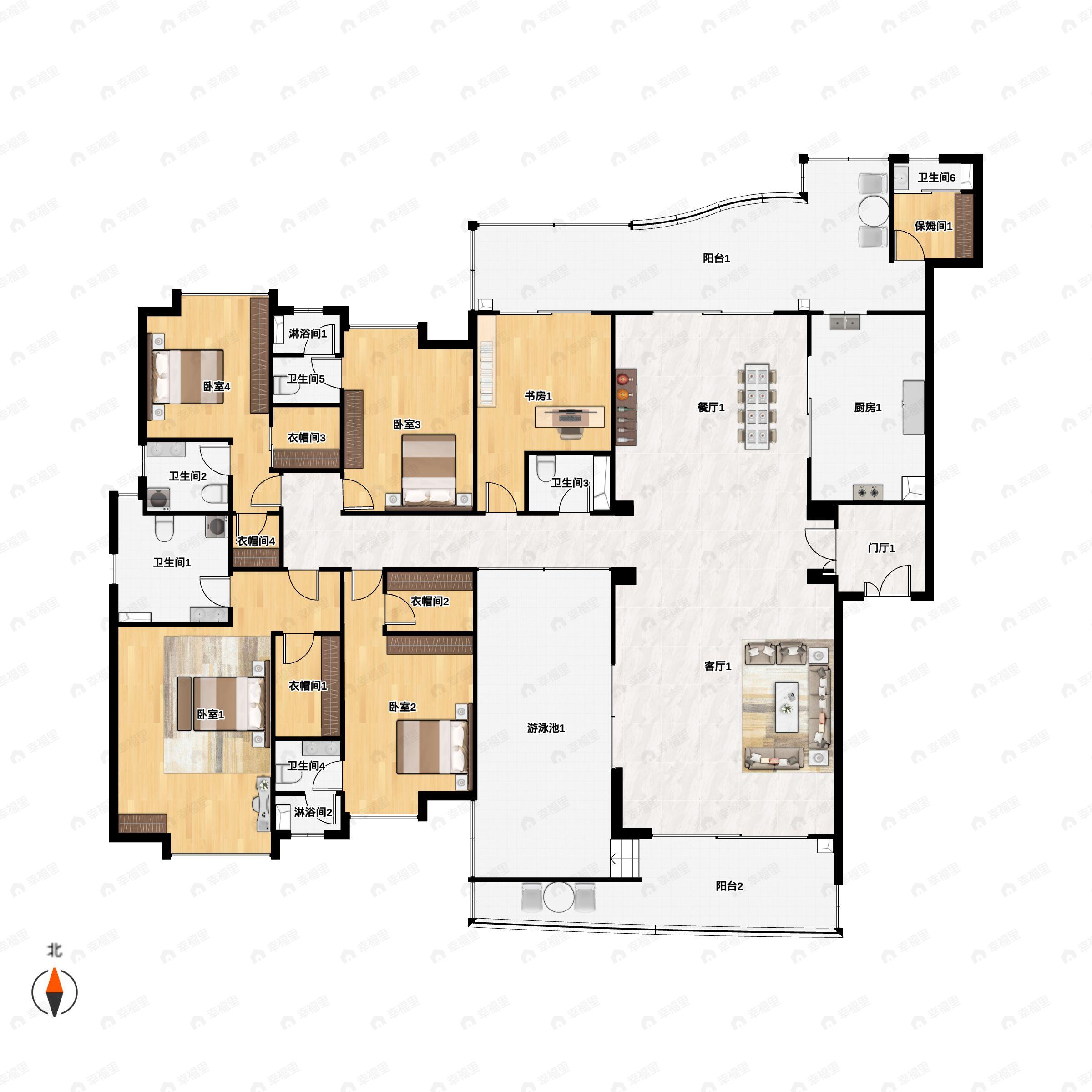 华标峰湖御境6室2厅6卫户型图