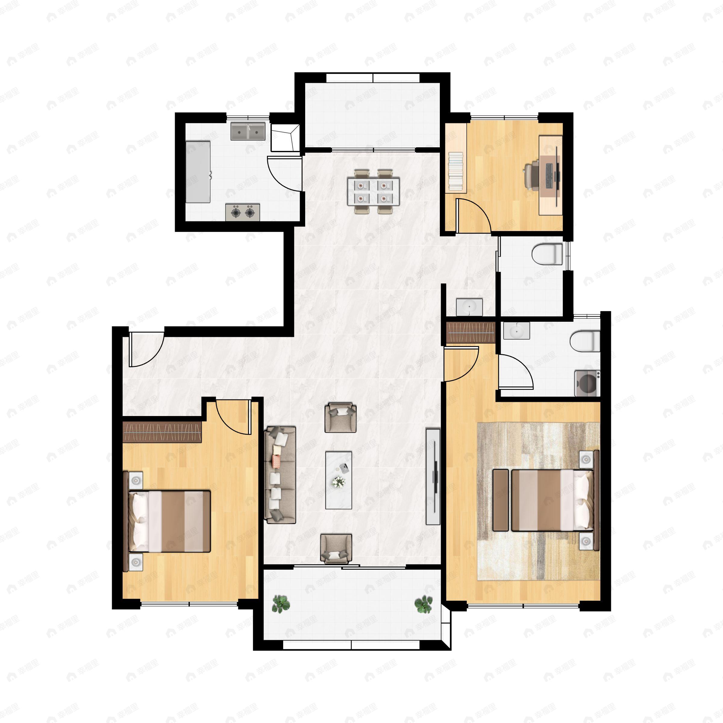 中铁春风十里3室2厅2卫户型图