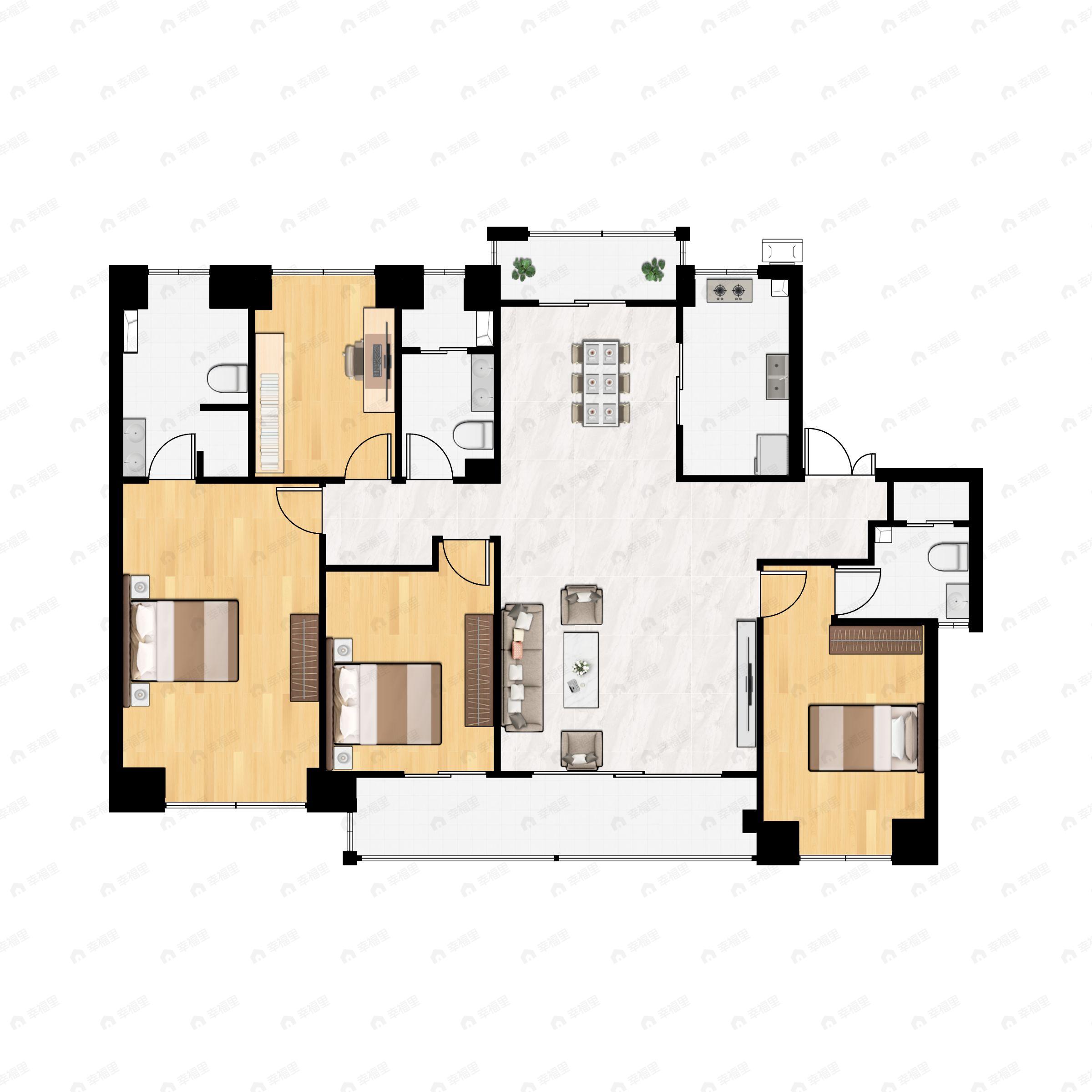 4室2厅3卫建面182平户型图