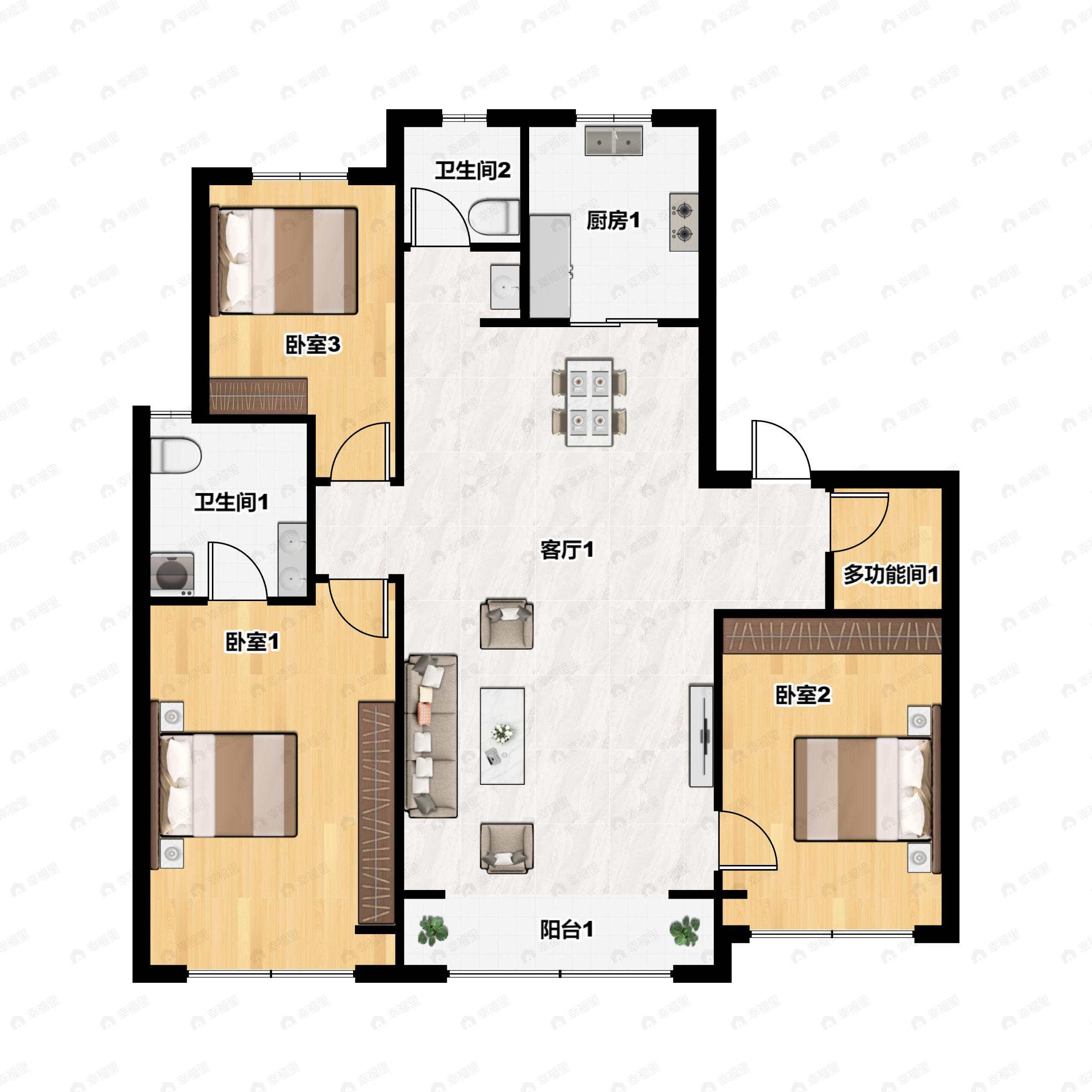海信松山居3室2厅2卫户型图