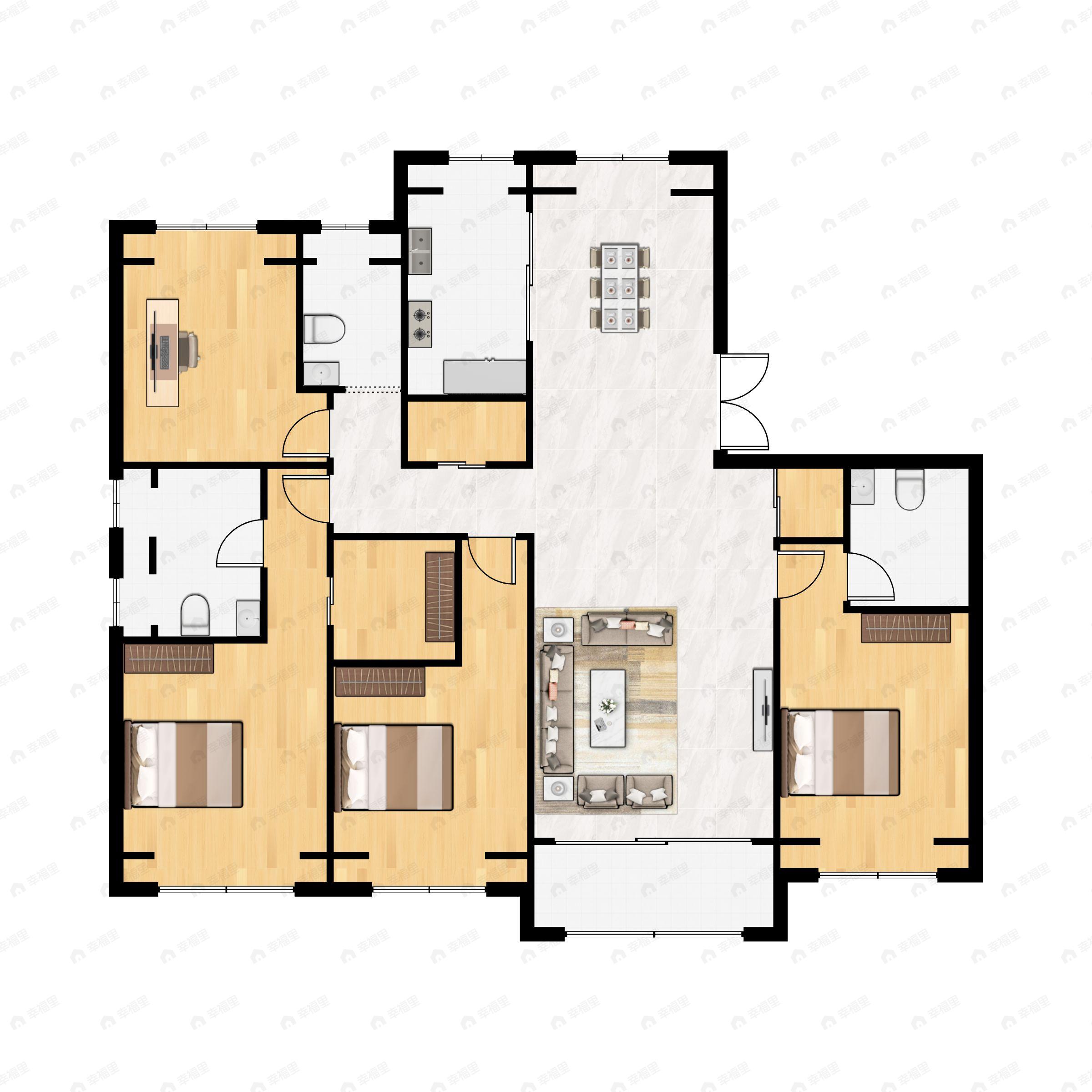 4室2厅3卫建面193平户型图
