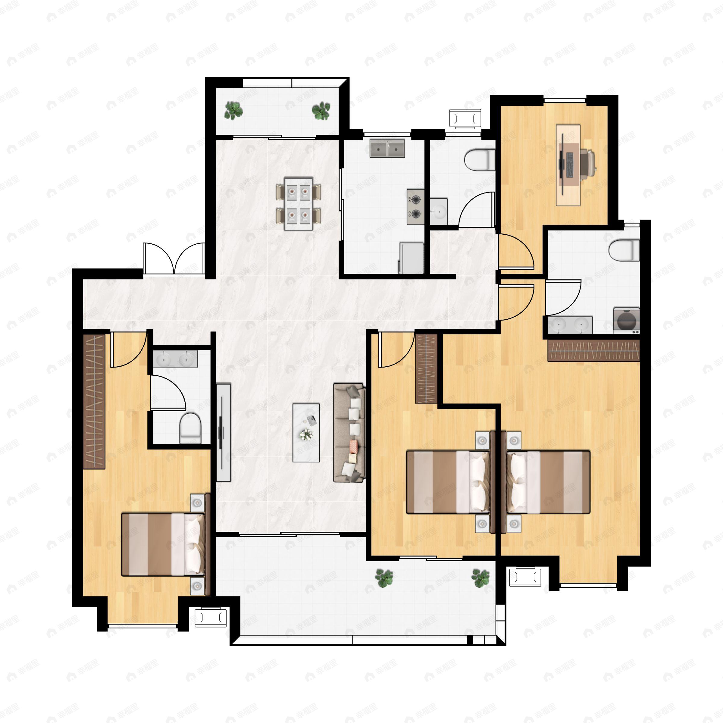 4室2厅3卫建面188平南户型图