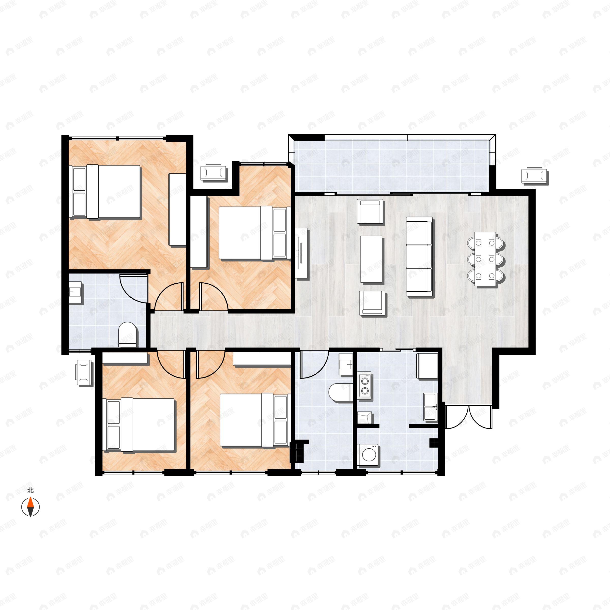4室2厅2卫建面118平户型图