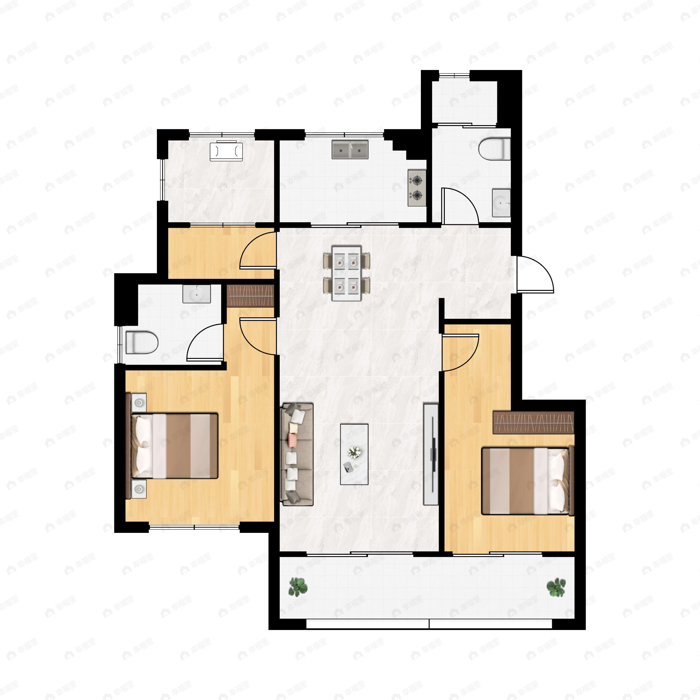 如沐清晖城3室2厅2卫户型图