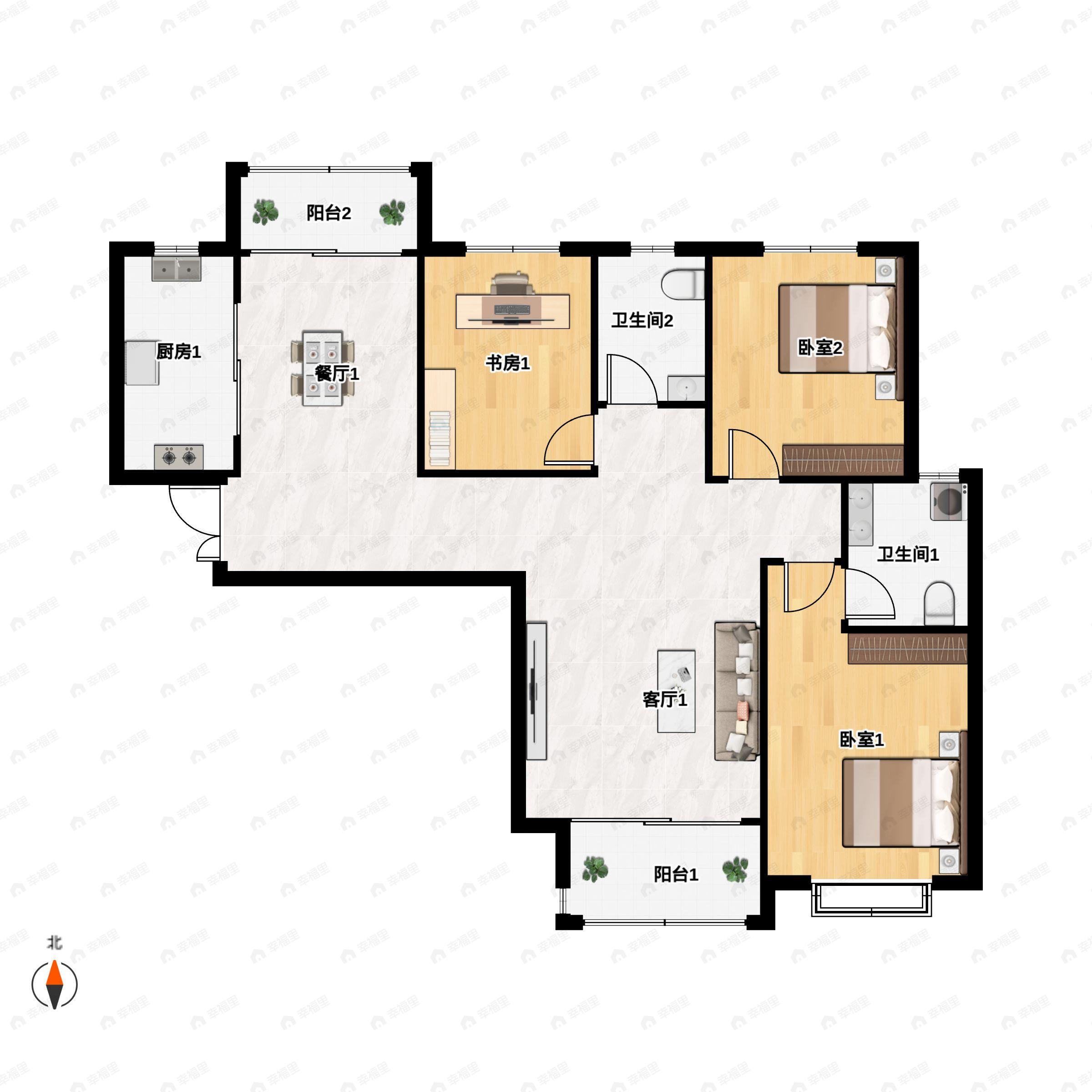 润泽佳苑3室2厅2卫户型图