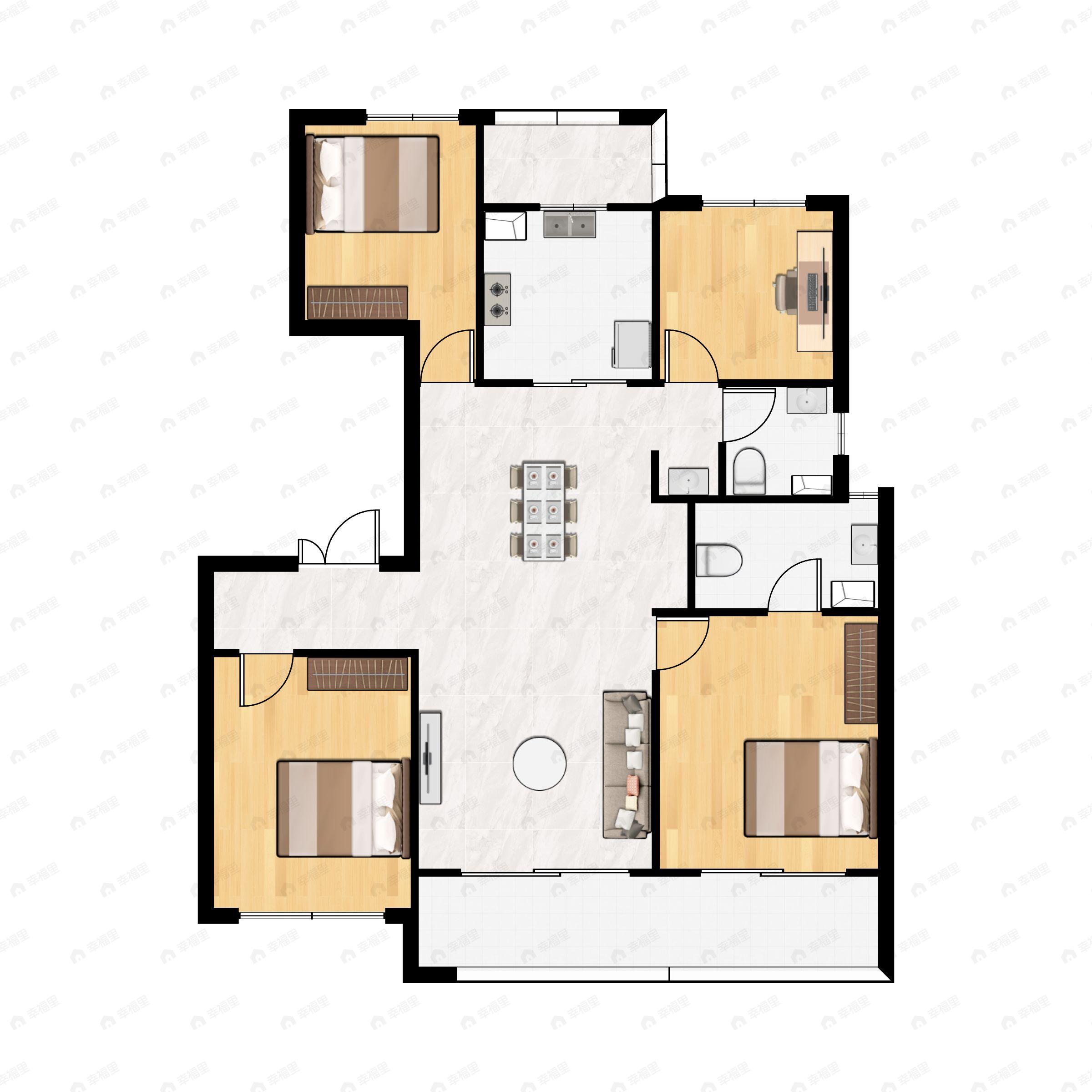 4室2厅2卫建面125平户型图