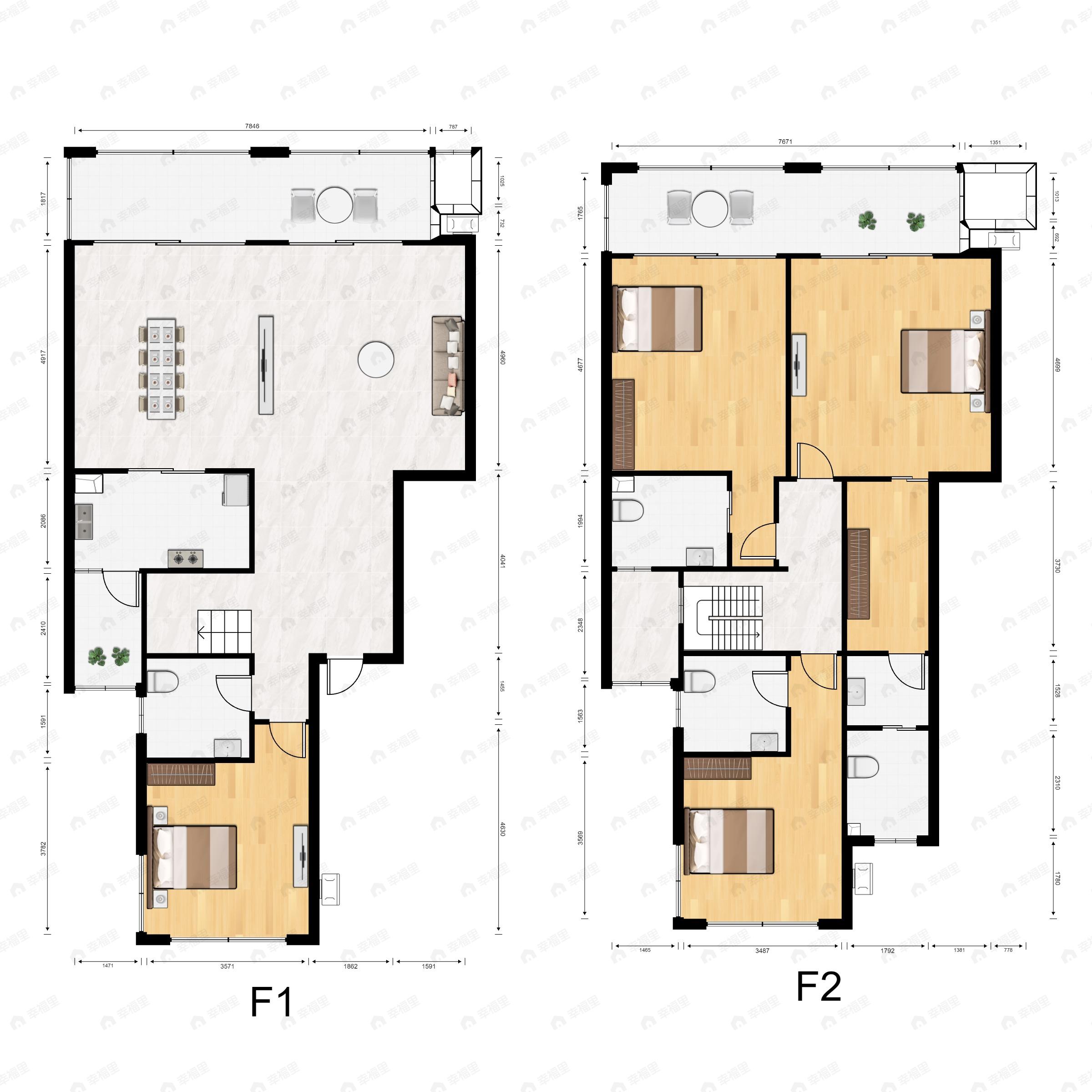 4室2厅4卫建面163平西|南户型图