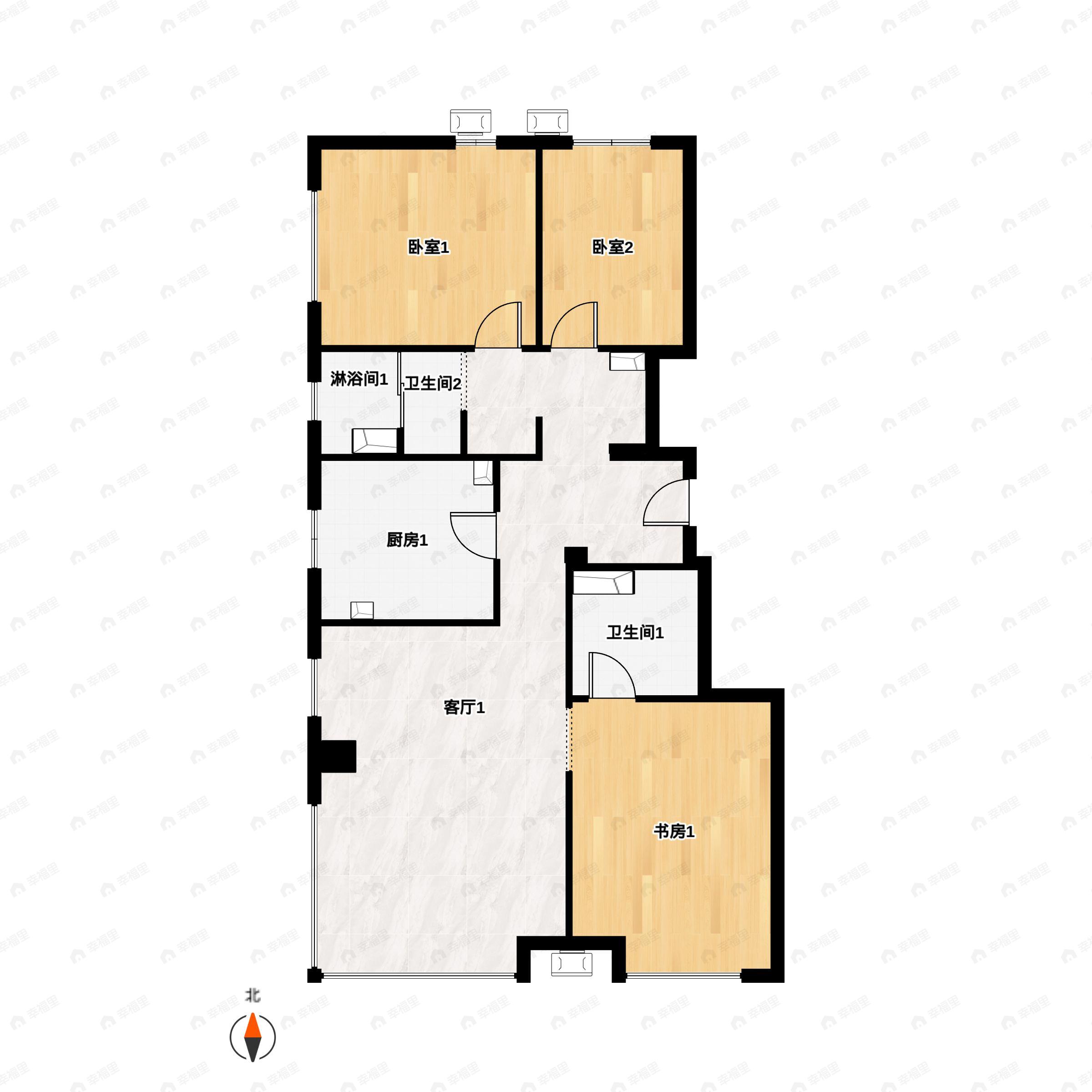3室2厅2卫建面93平户型图