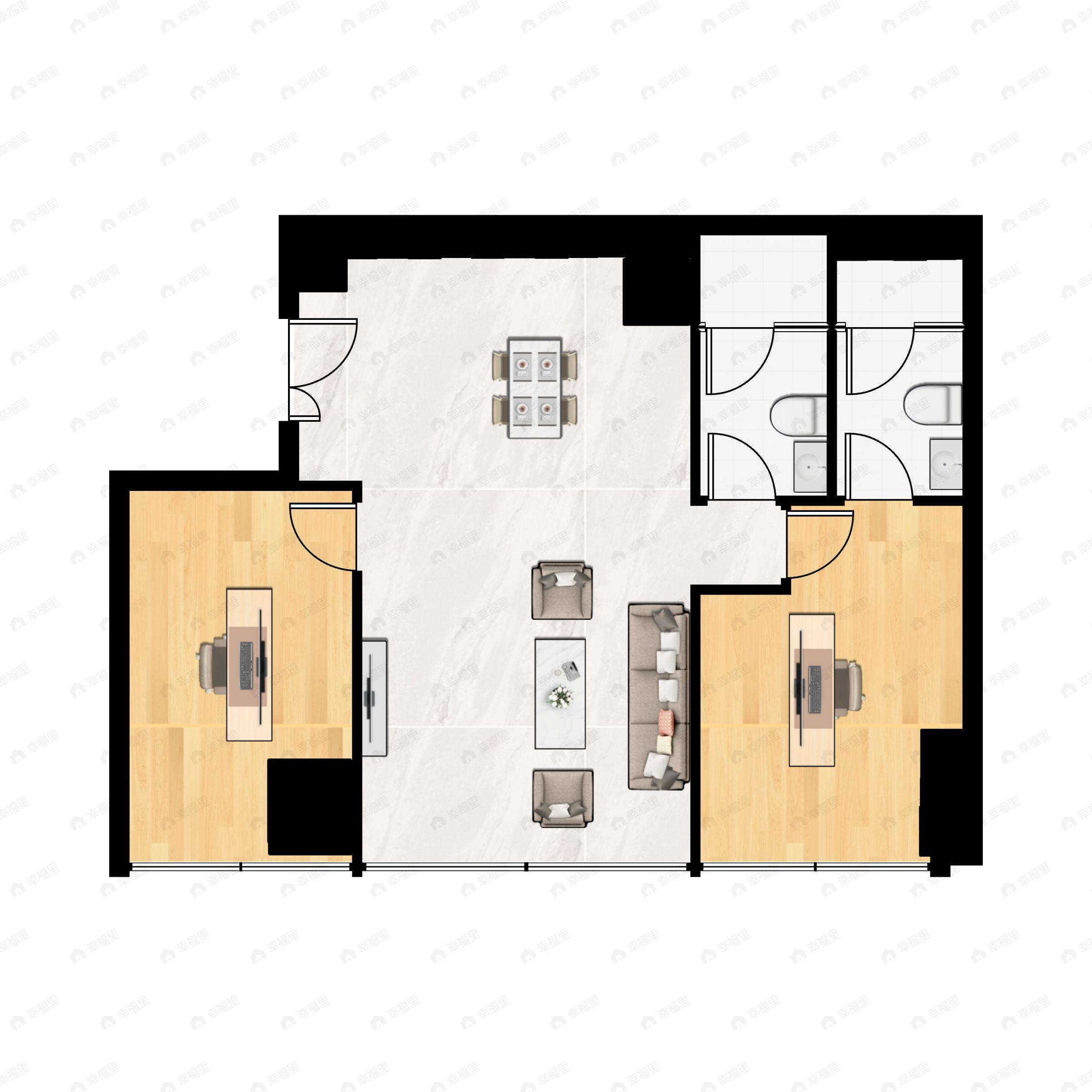 2室2厅2卫建面128平户型图