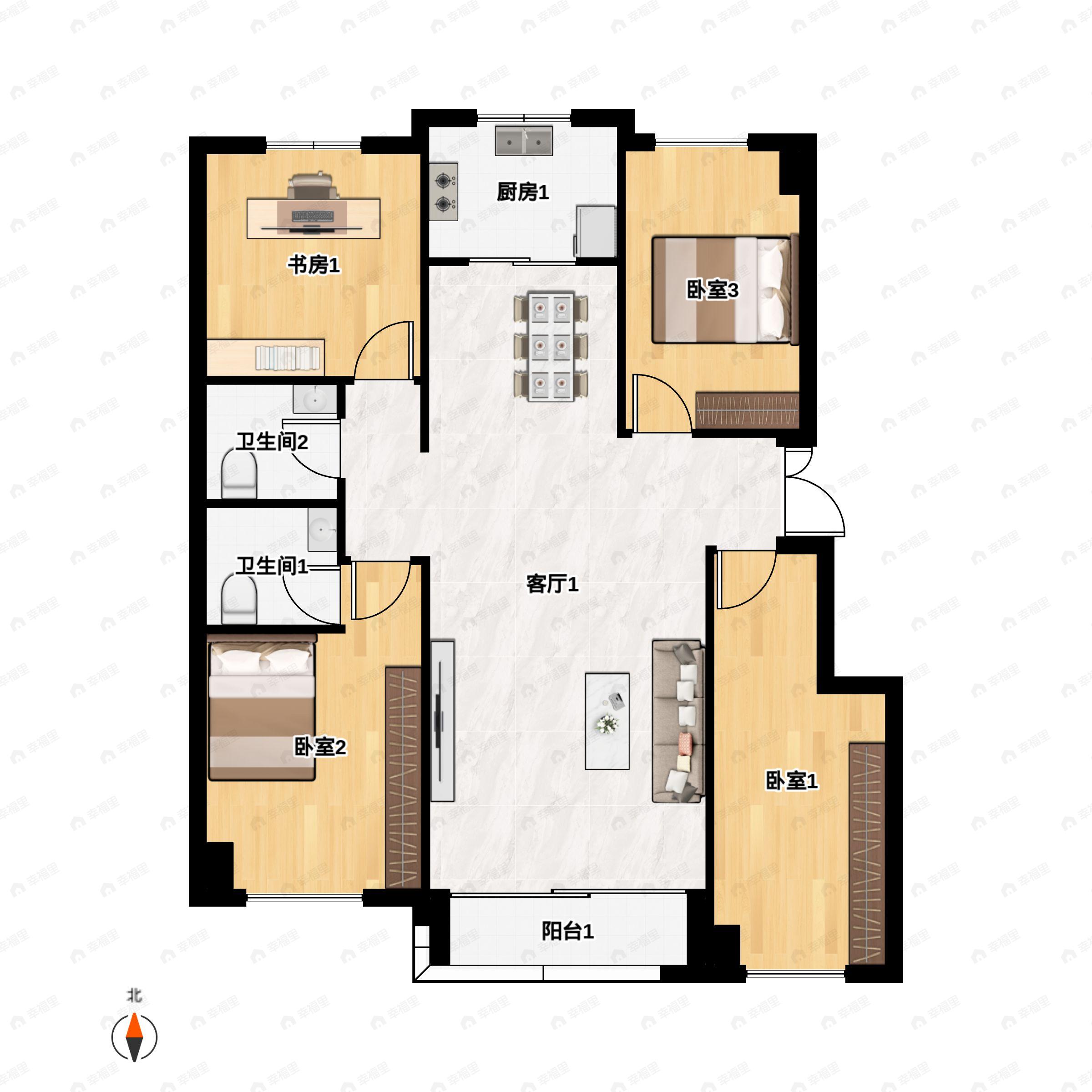 4室2厅2卫建面145平户型图