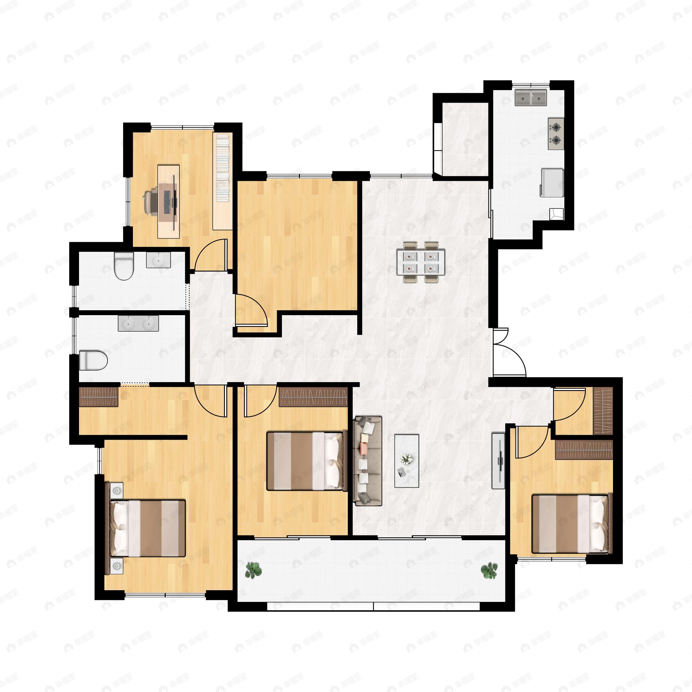 5室2厅2卫建面181平南户型图
