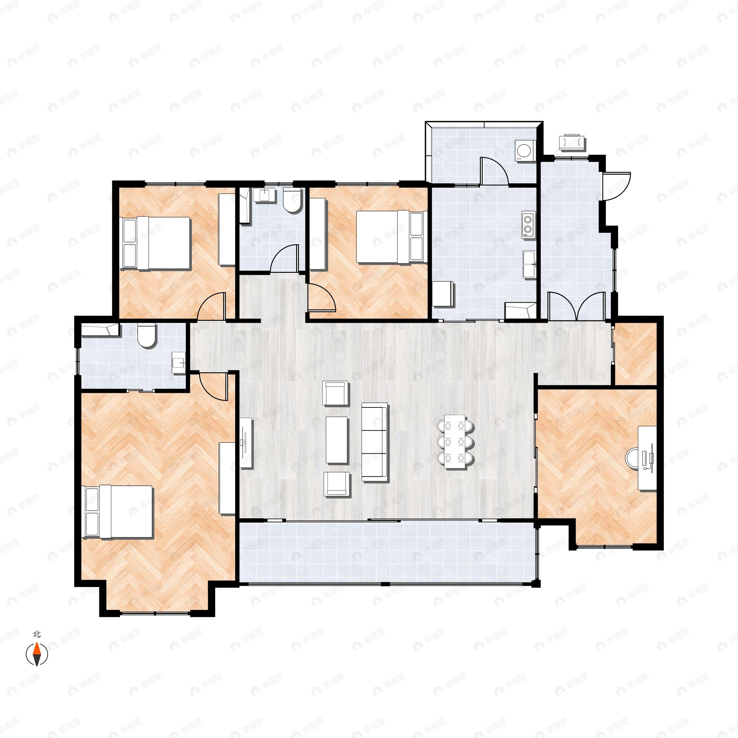 4室2厅2卫建面135平户型图