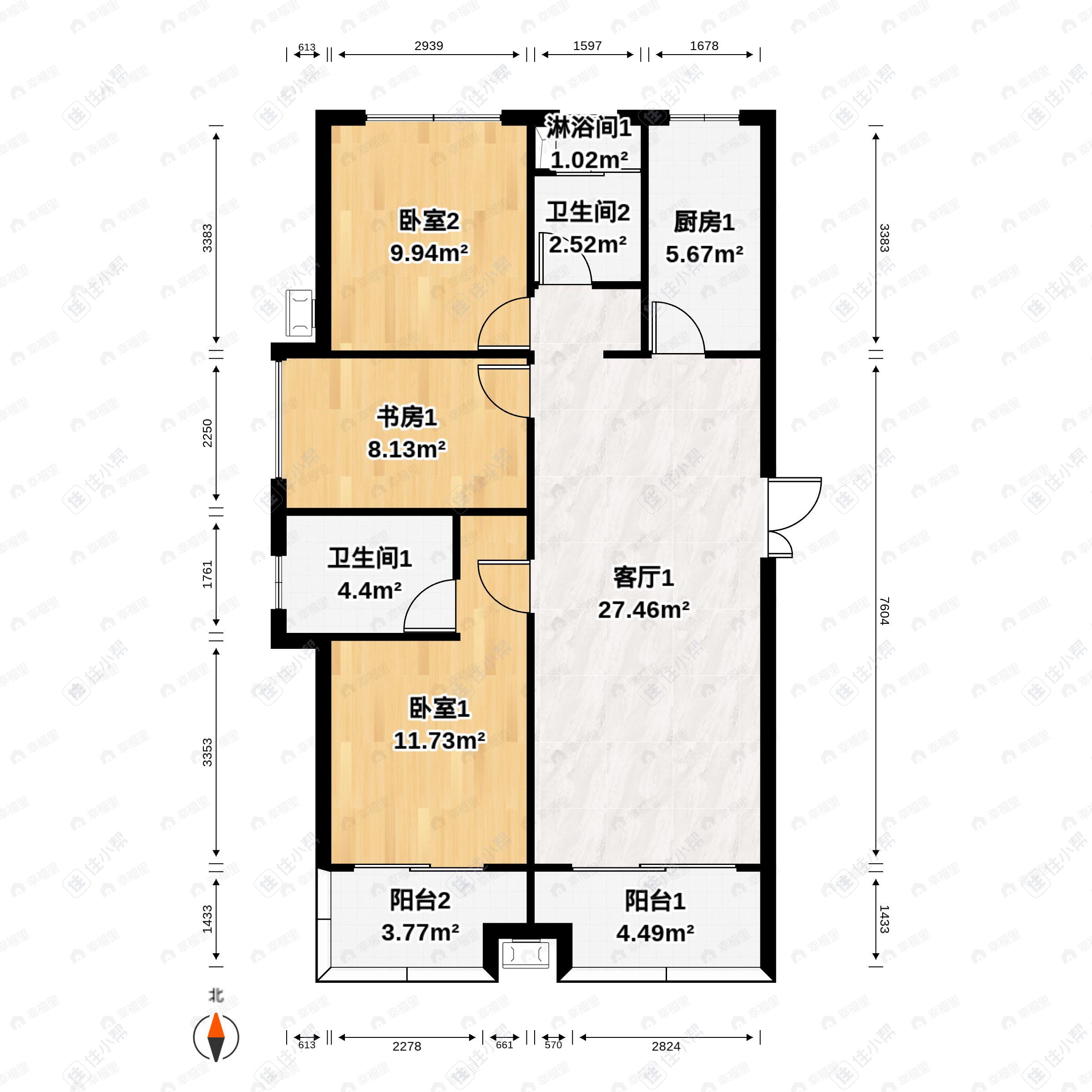 永威森林花语3室2厅2卫户型图