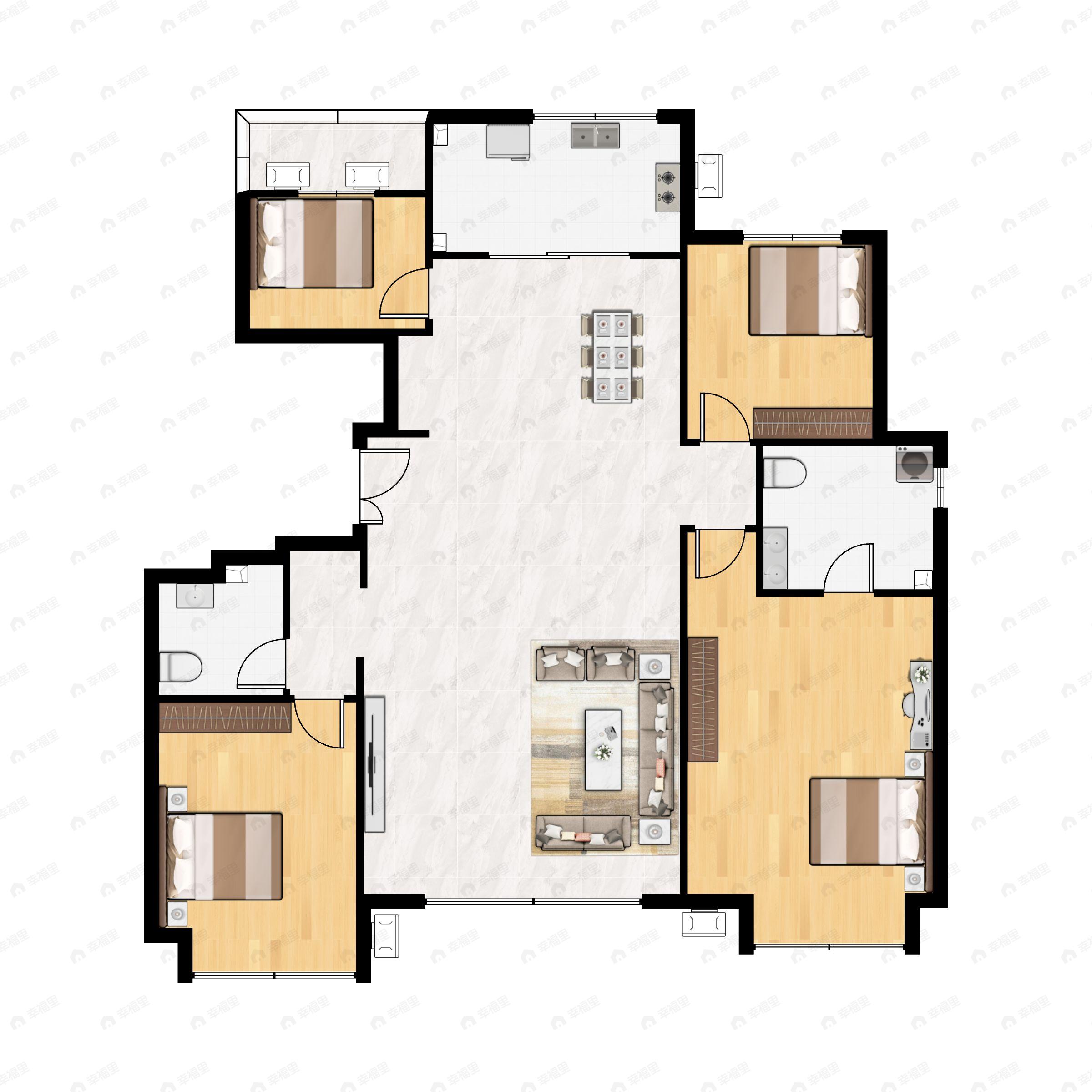 4室2厅2卫建面145平户型图