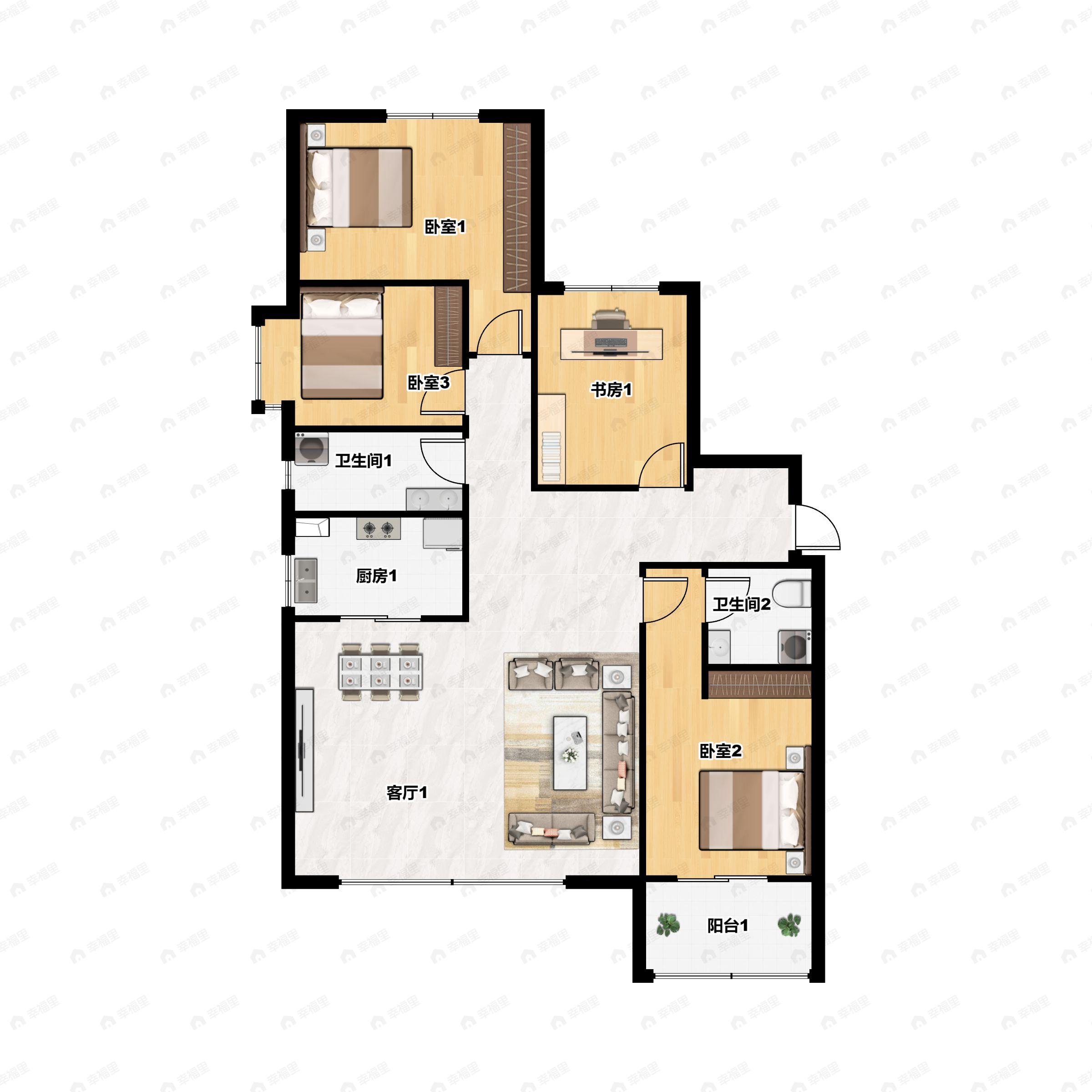 4室2厅2卫建面146平南户型图