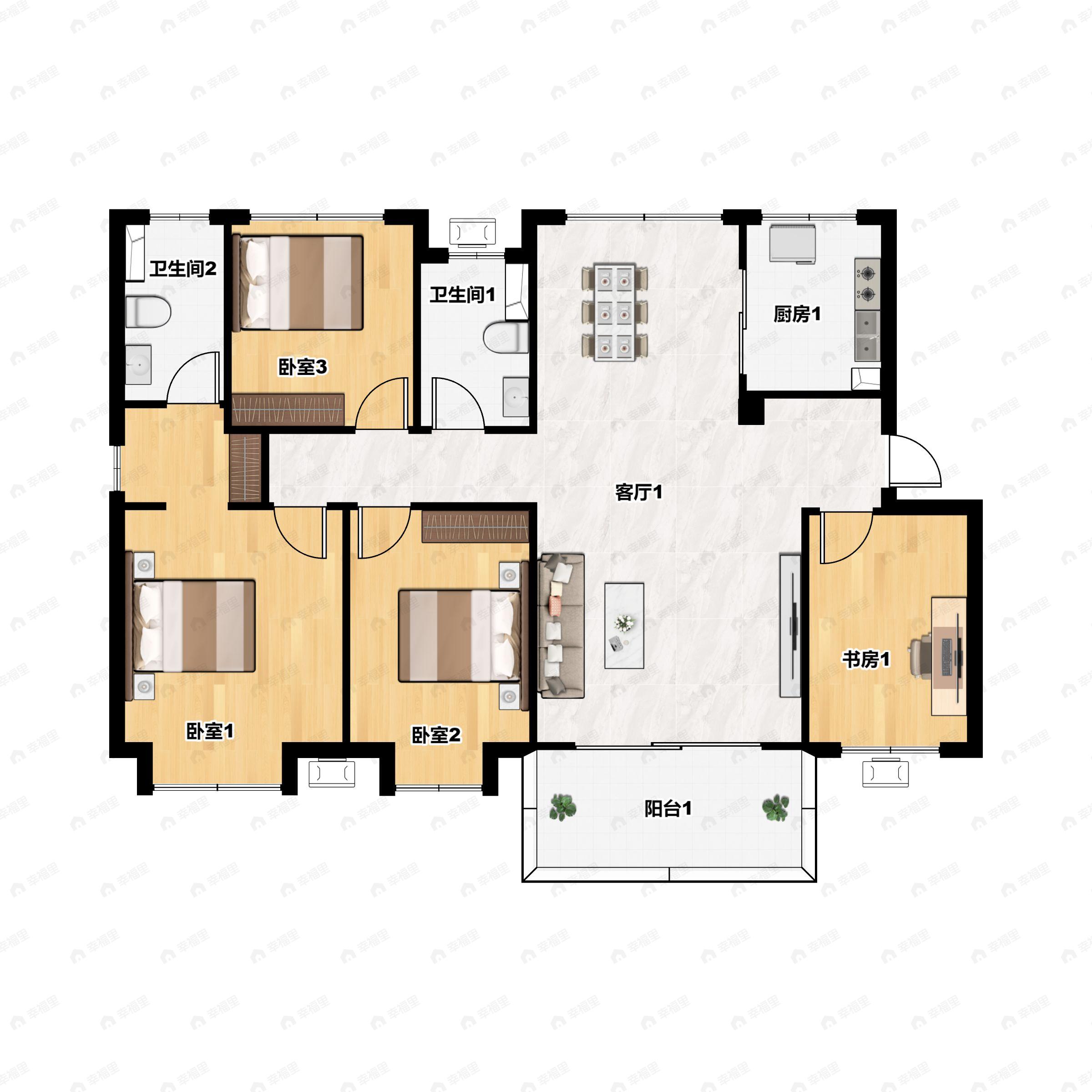 4室2厅2卫建面140平户型图