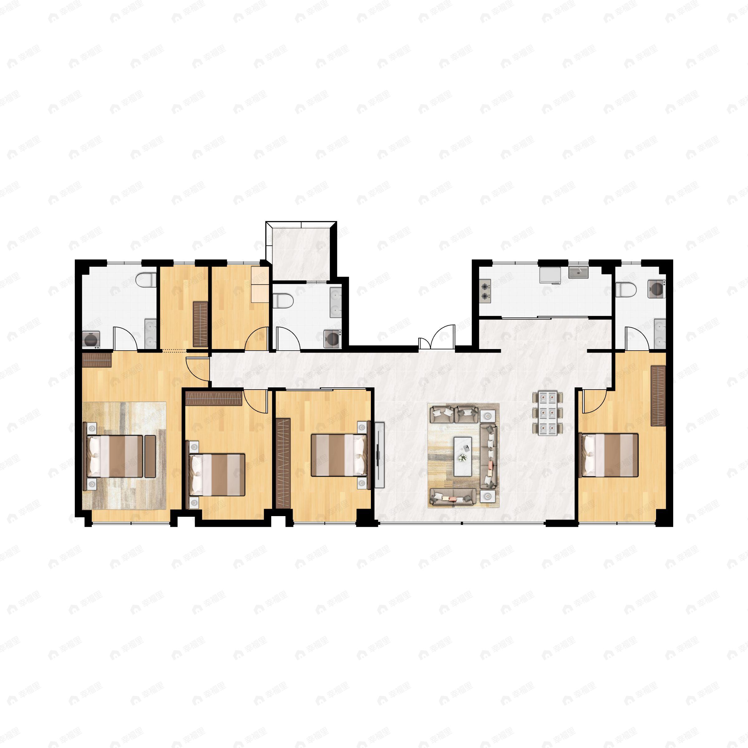 4室2厅3卫建面210平户型图