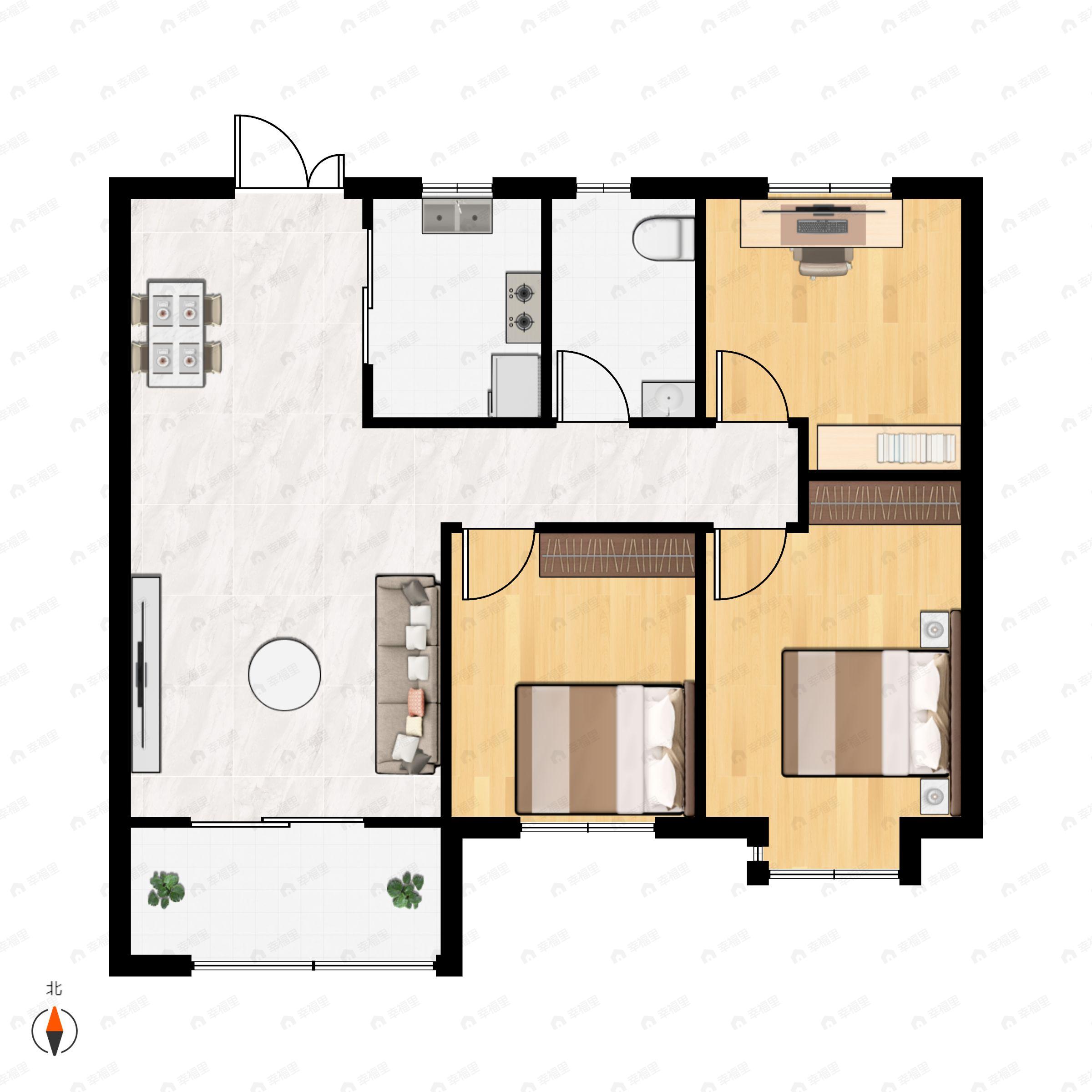 3室2厅1卫建面109平户型图