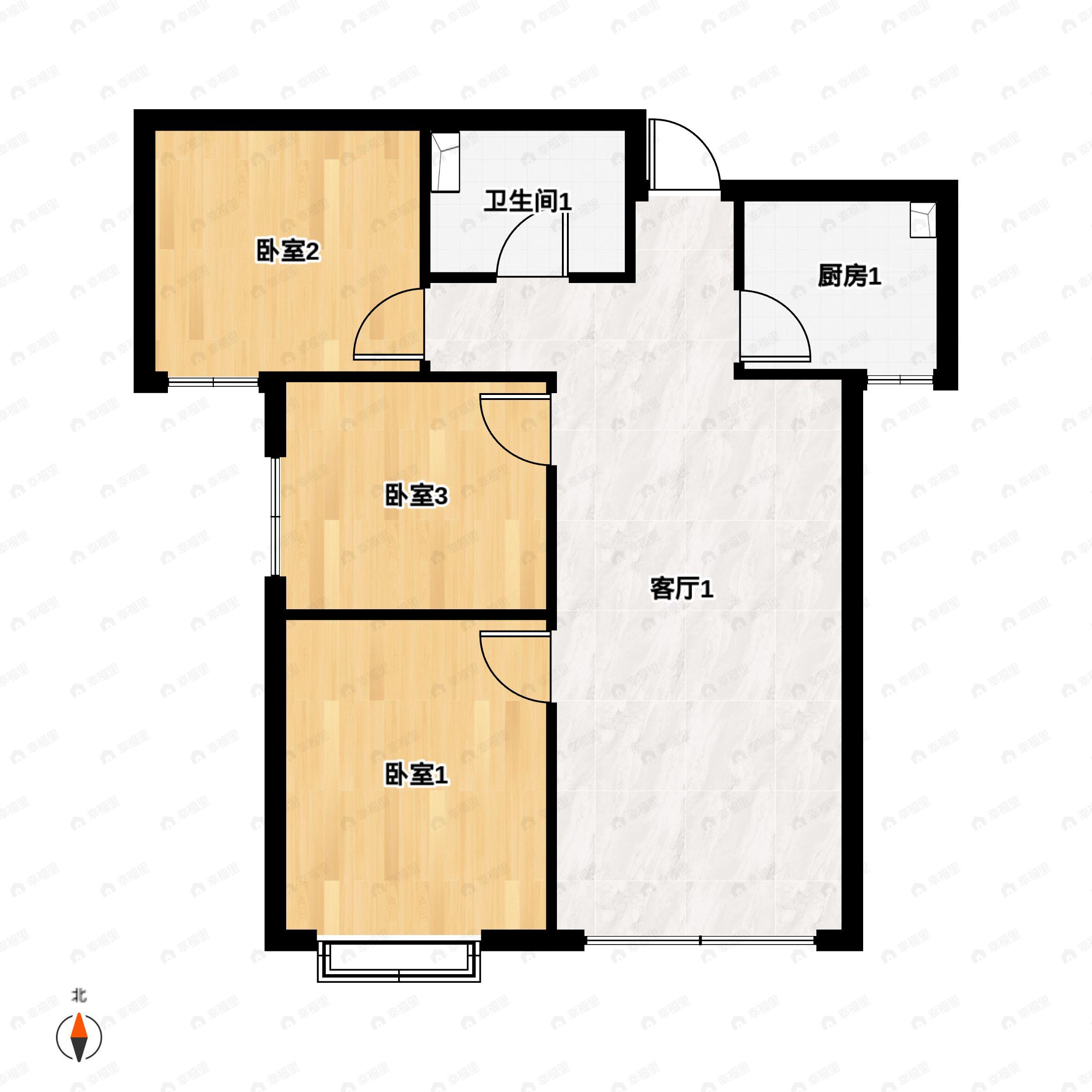 3室2厅1卫建面109平户型图