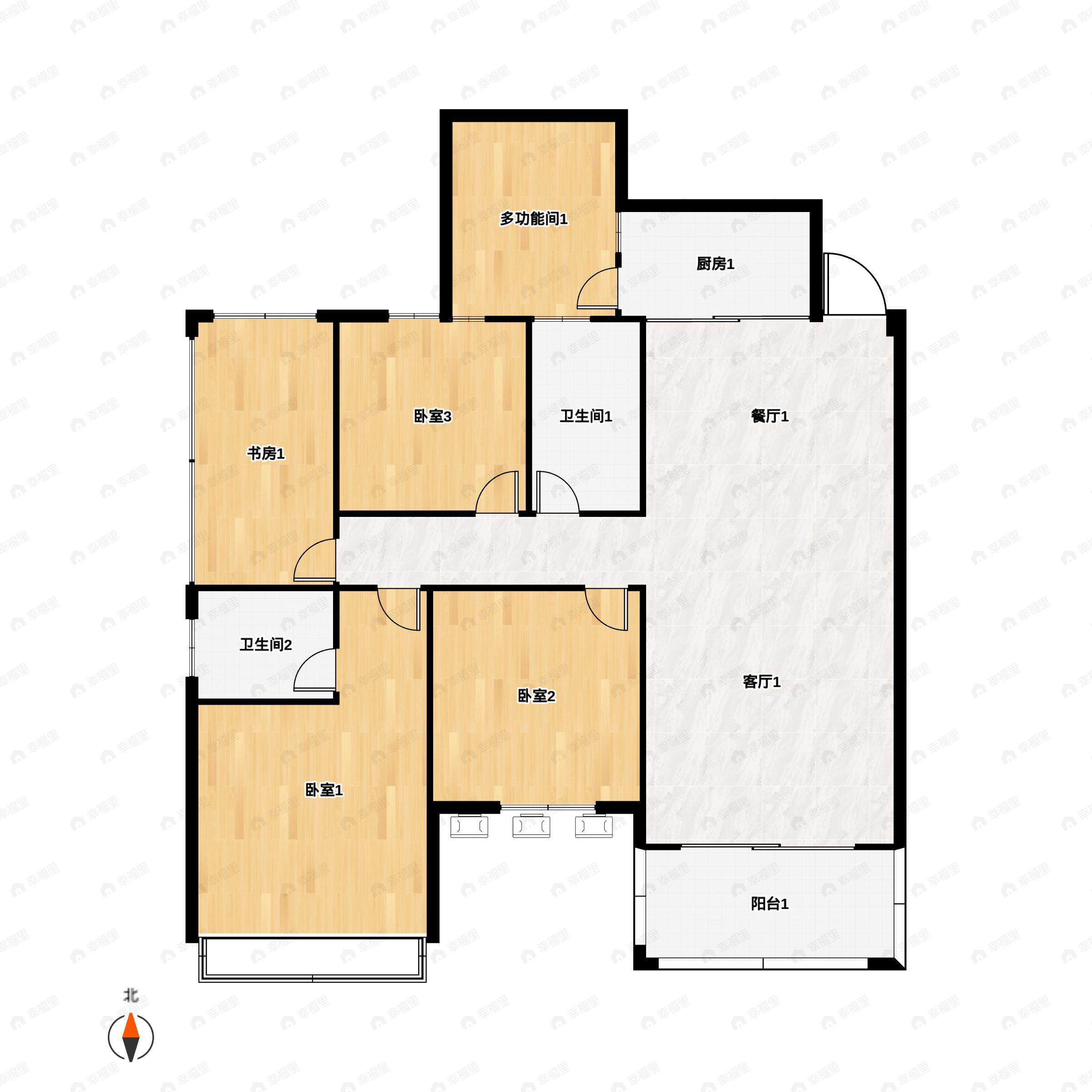 5室2厅2卫建面120平北|南户型图
