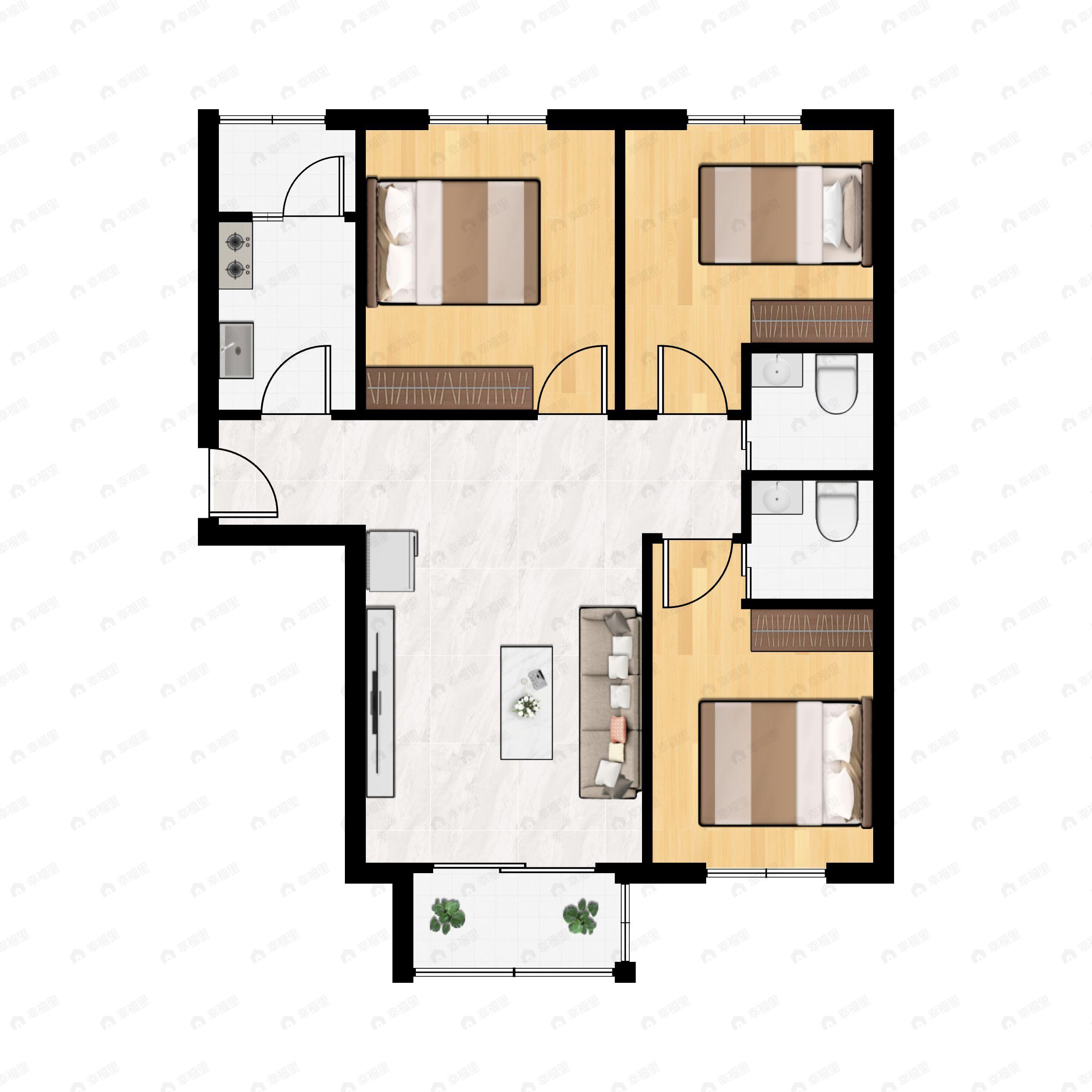 太阳城3室2厅2卫户型图