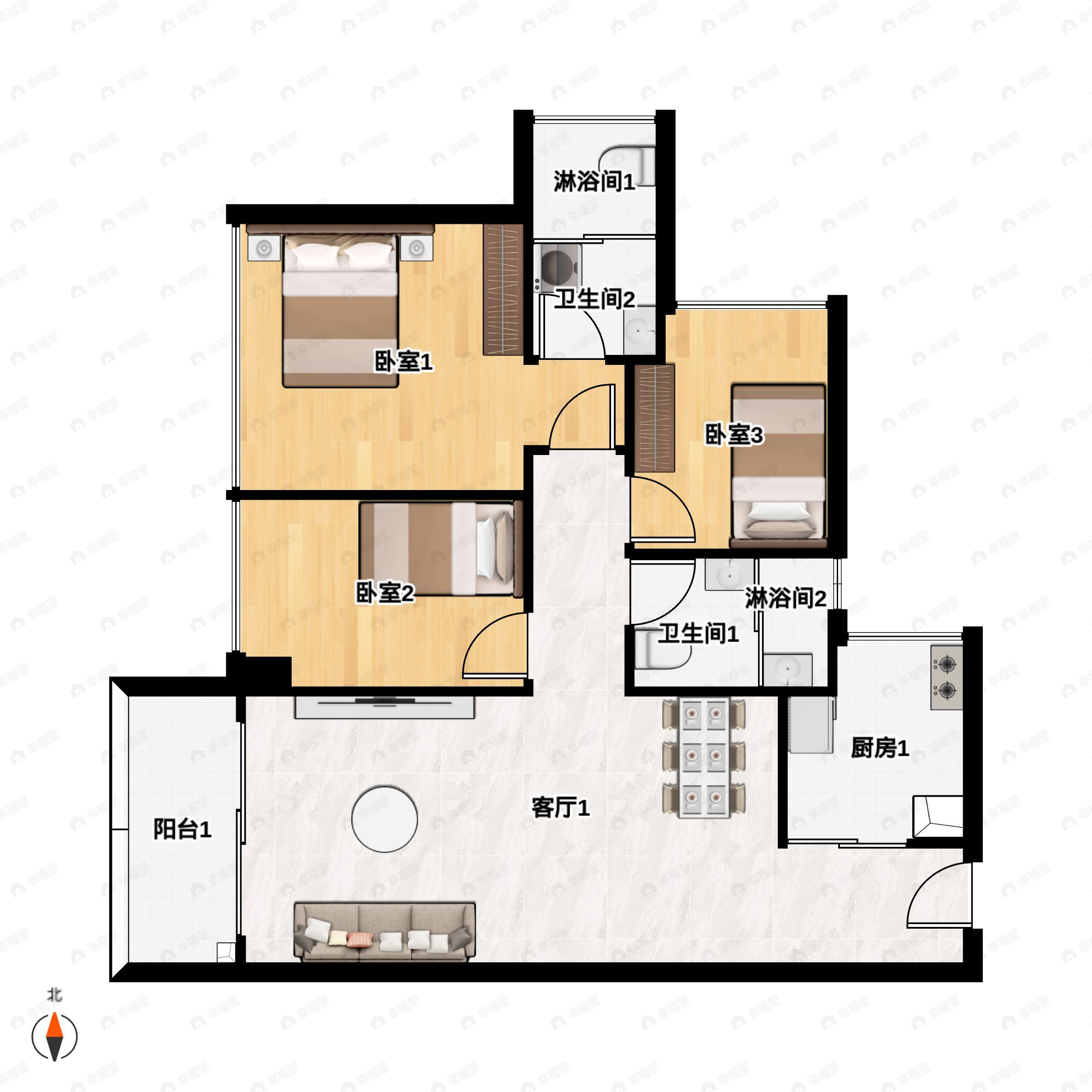 京基智农山海御园5室2厅3卫户型图